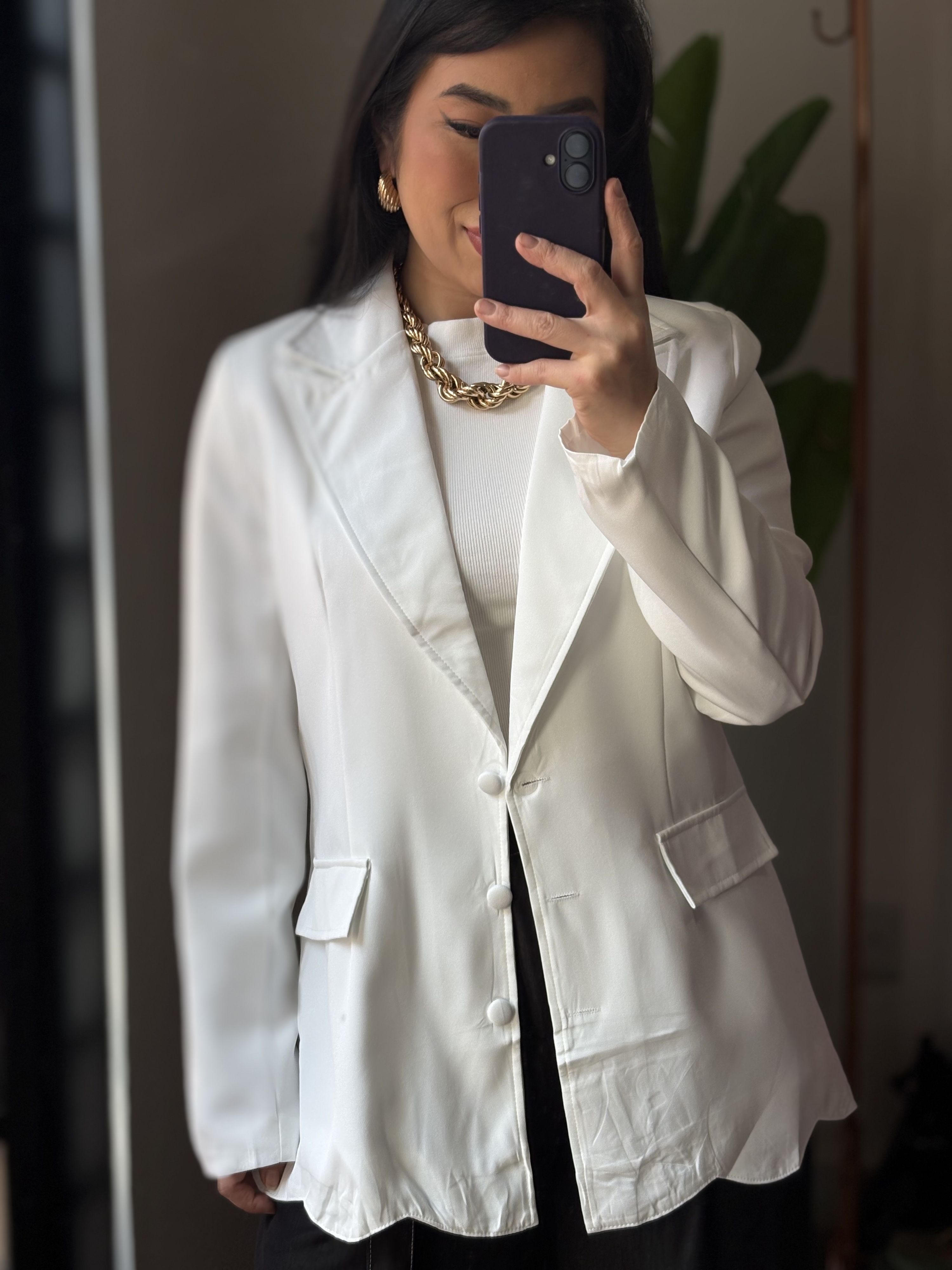 Blazer Alongado Aline 812 - Branco 