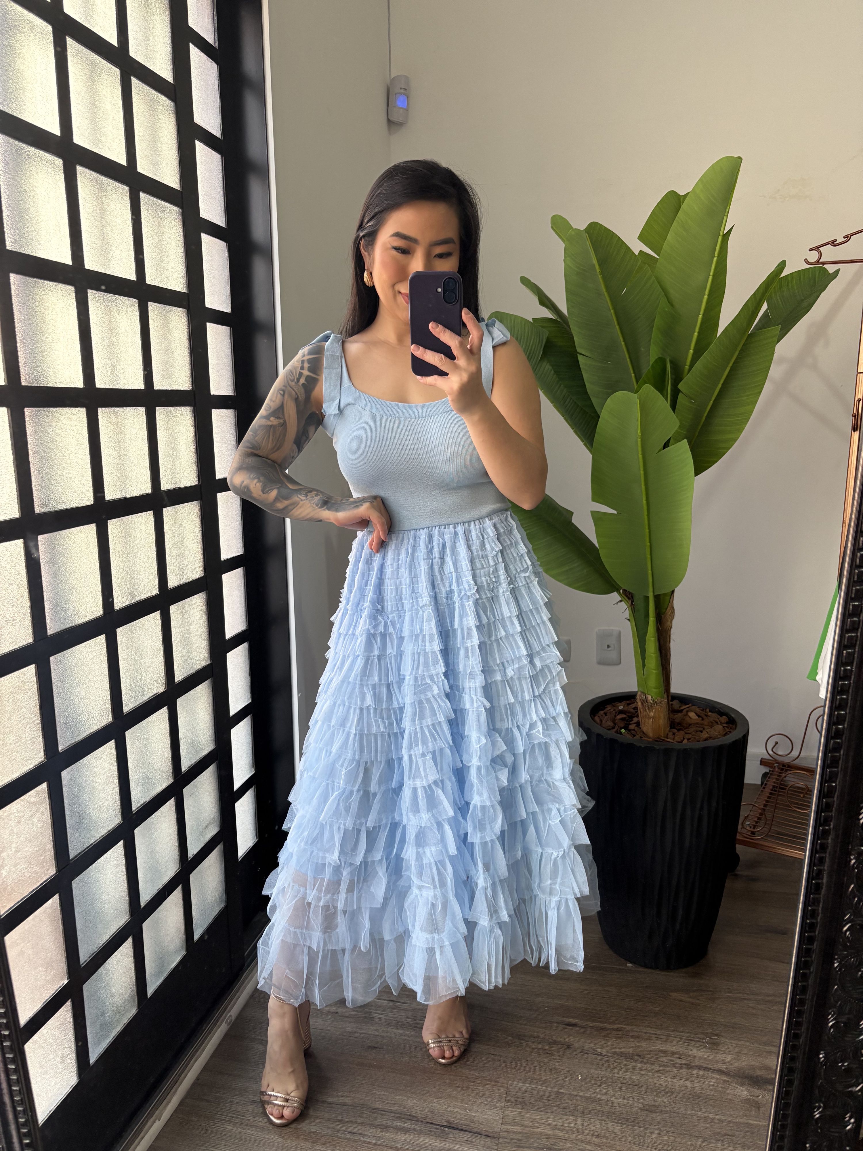Vestido Bella Tule 2984 - Azul 