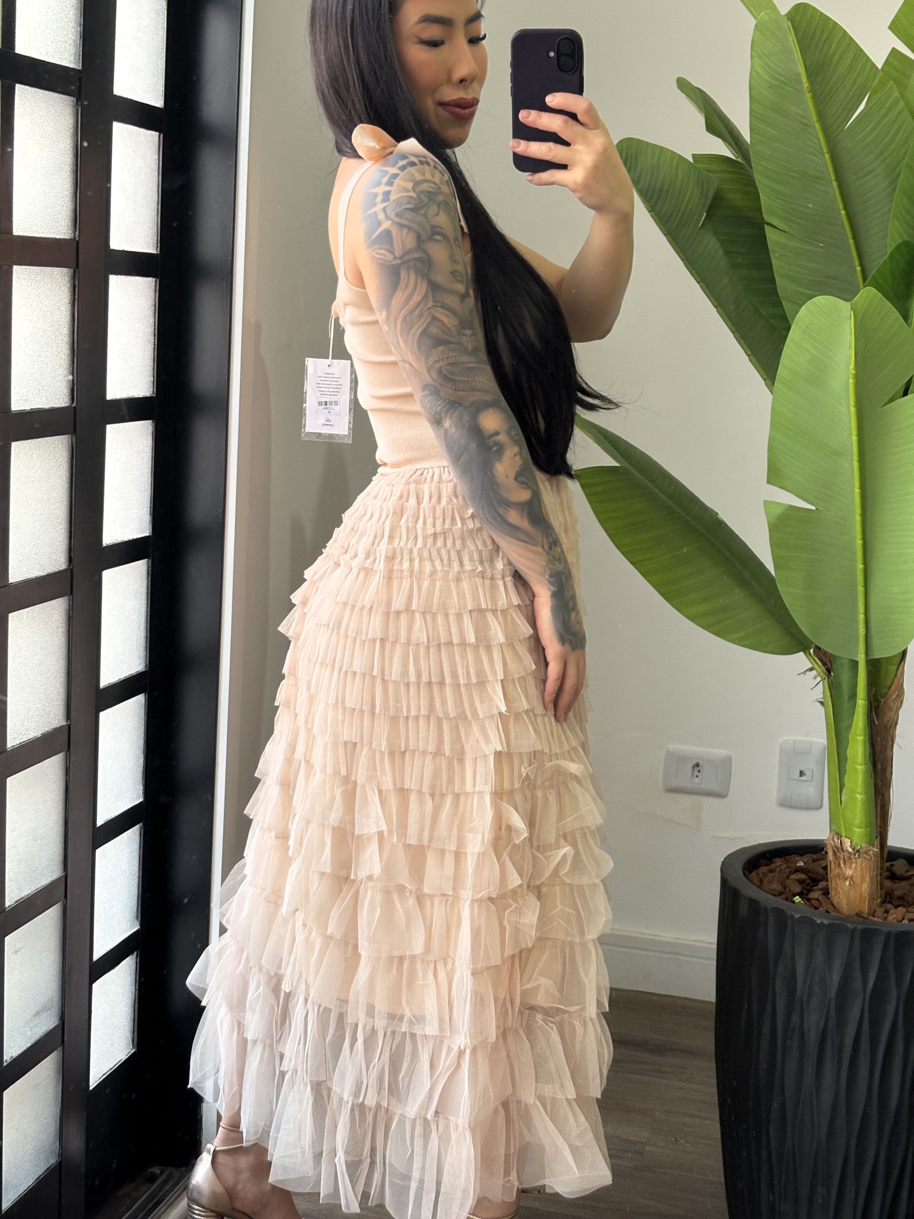 Vestido Bella Tule 2984 - Bege 