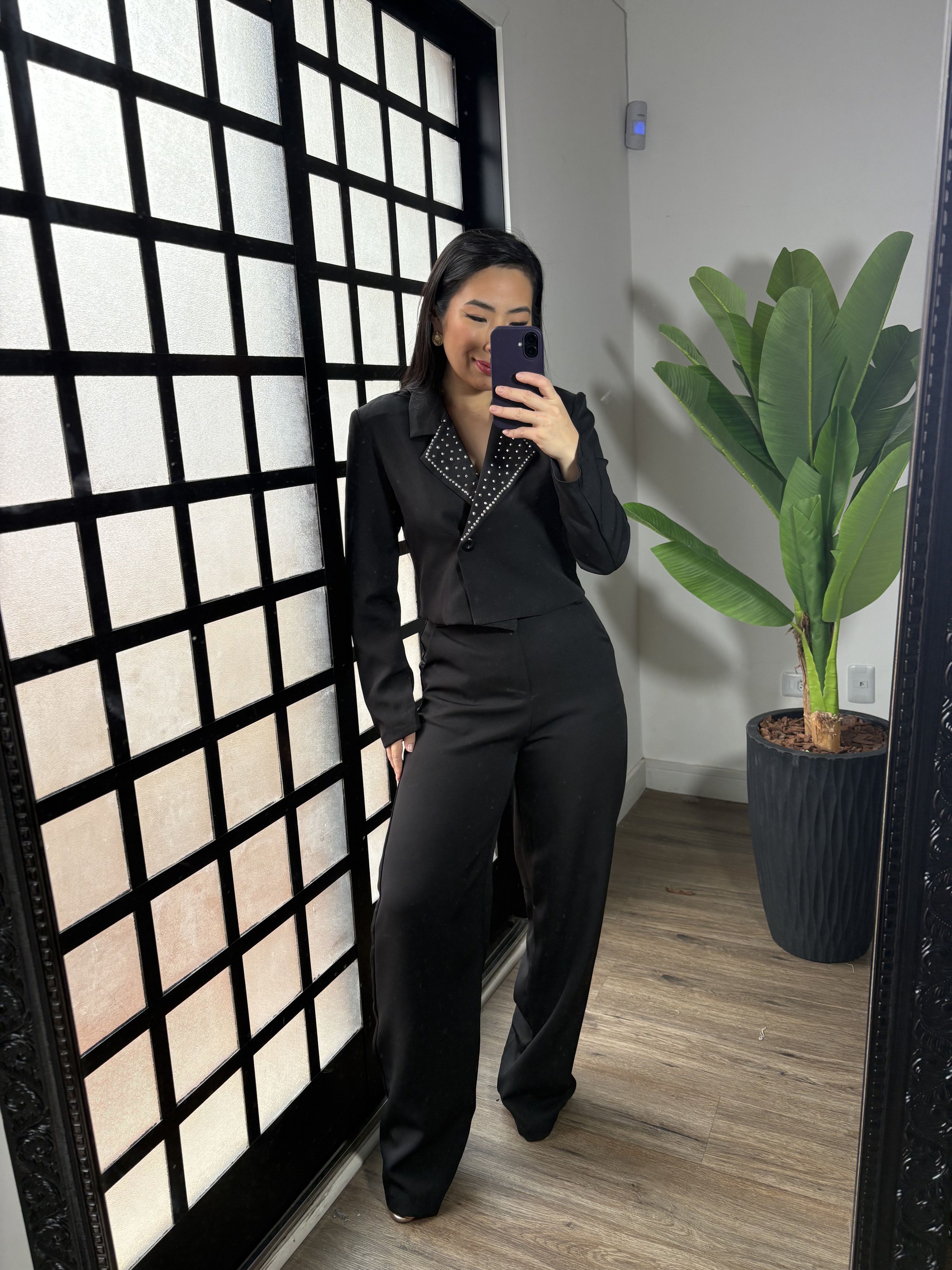 Conjunto Alfaiataria com Brilho Serena 1385 - Preto