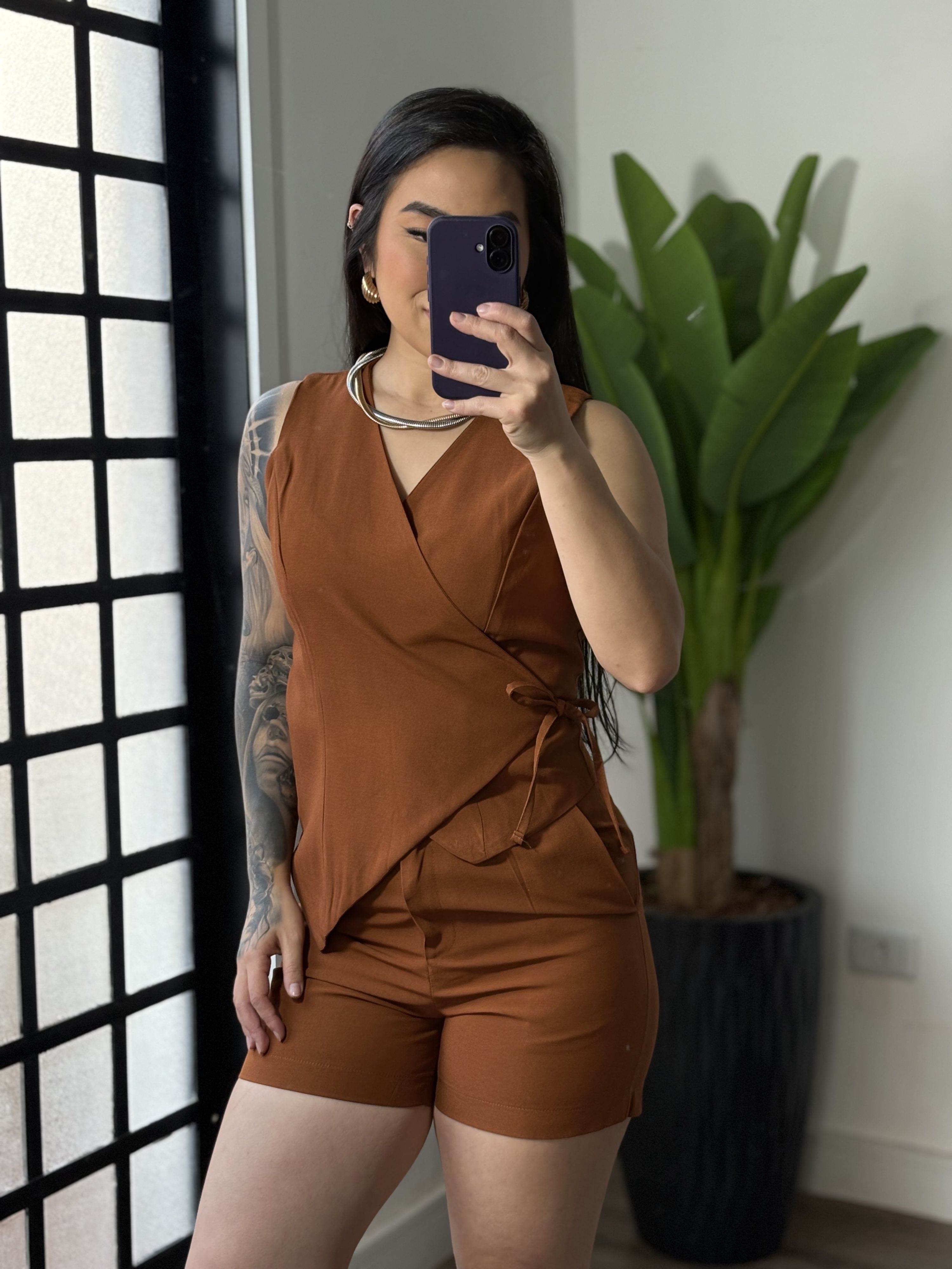 Conjunto Shorts Marrant Naiá 61020 - Terracota 