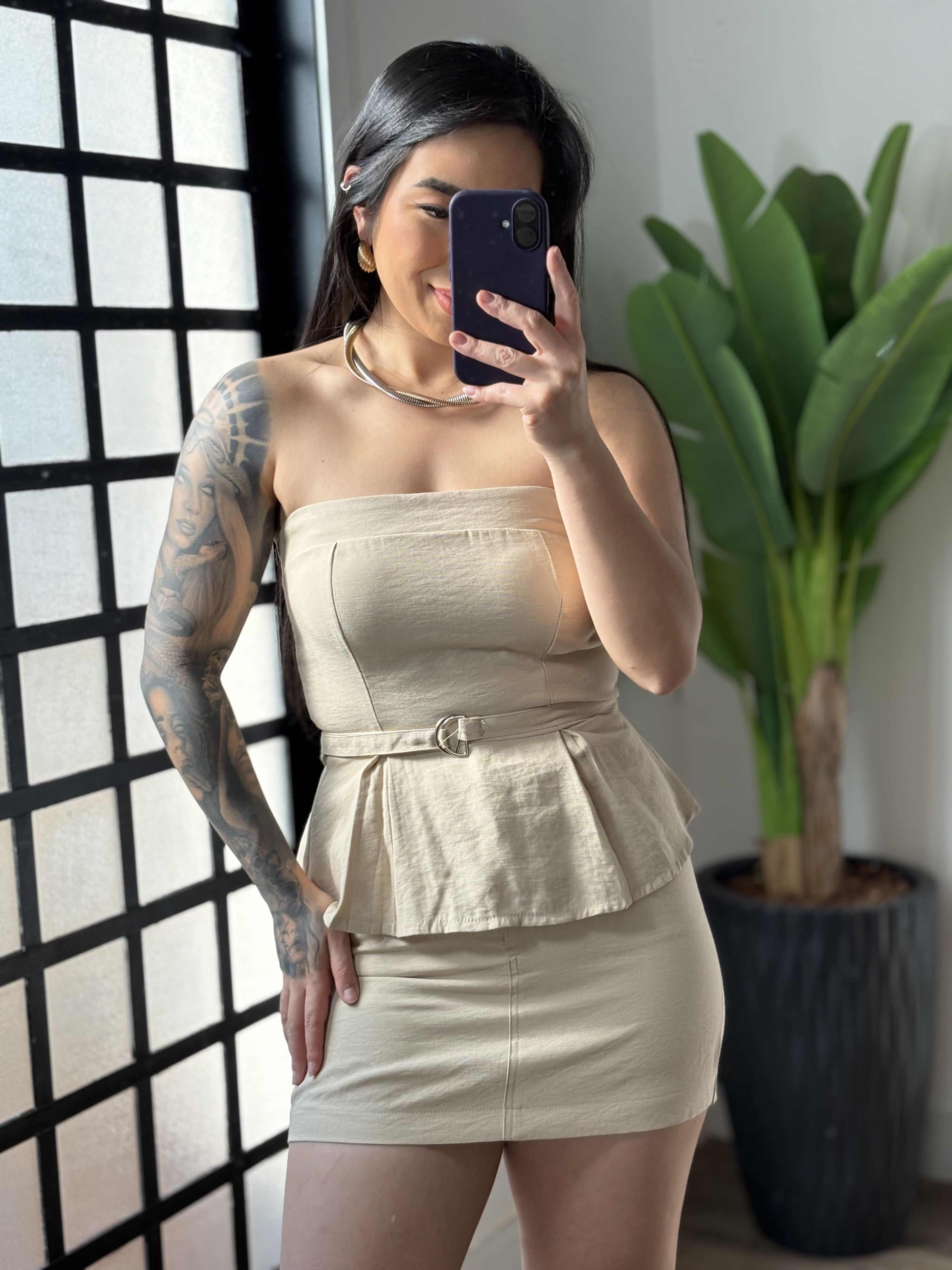 Conjunto Shorts Saia Marrant Perola 61021 - Bege 