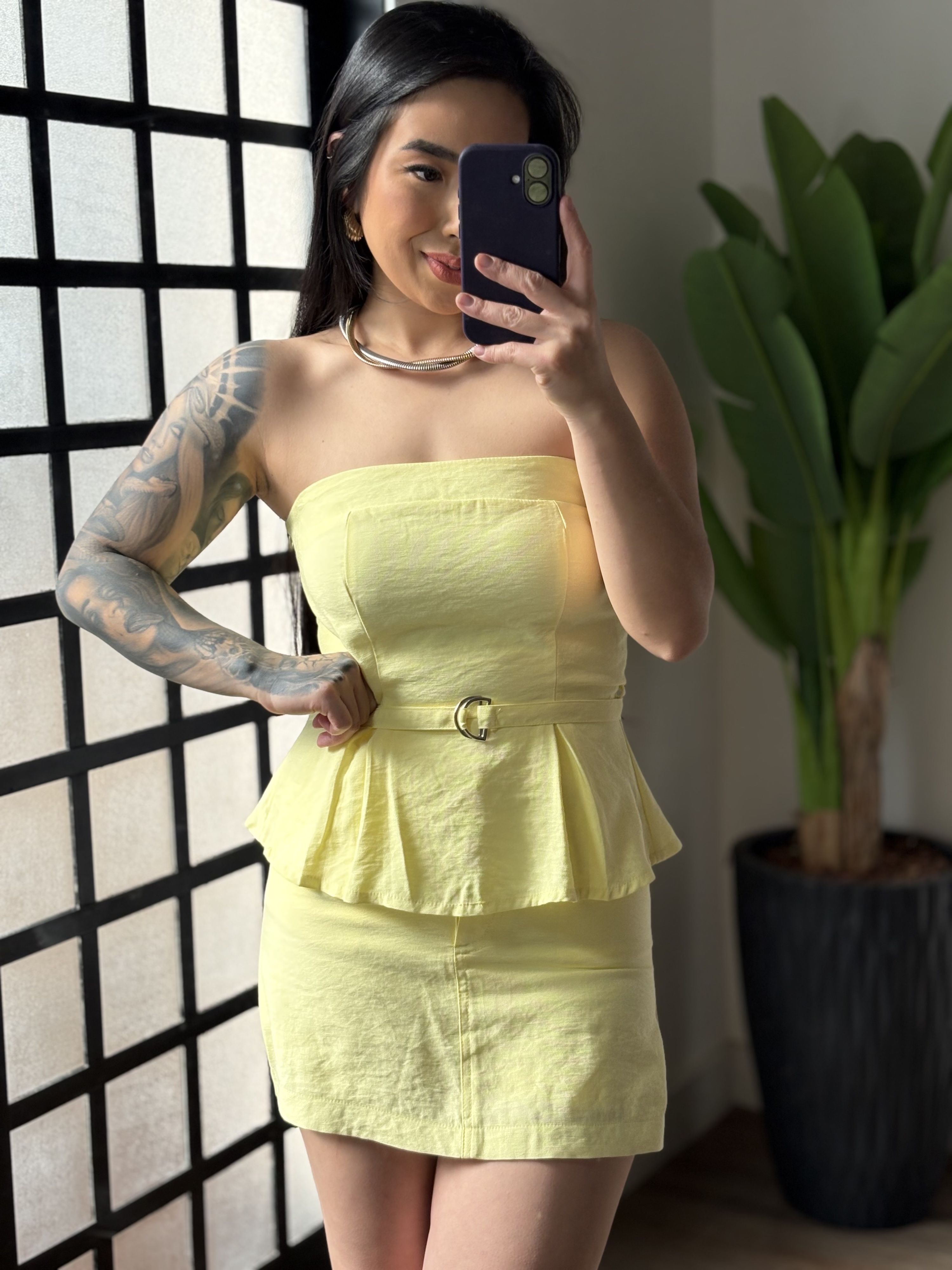 Conjunto Shorts Saia Marrant Perola 61021 - Amarelo 