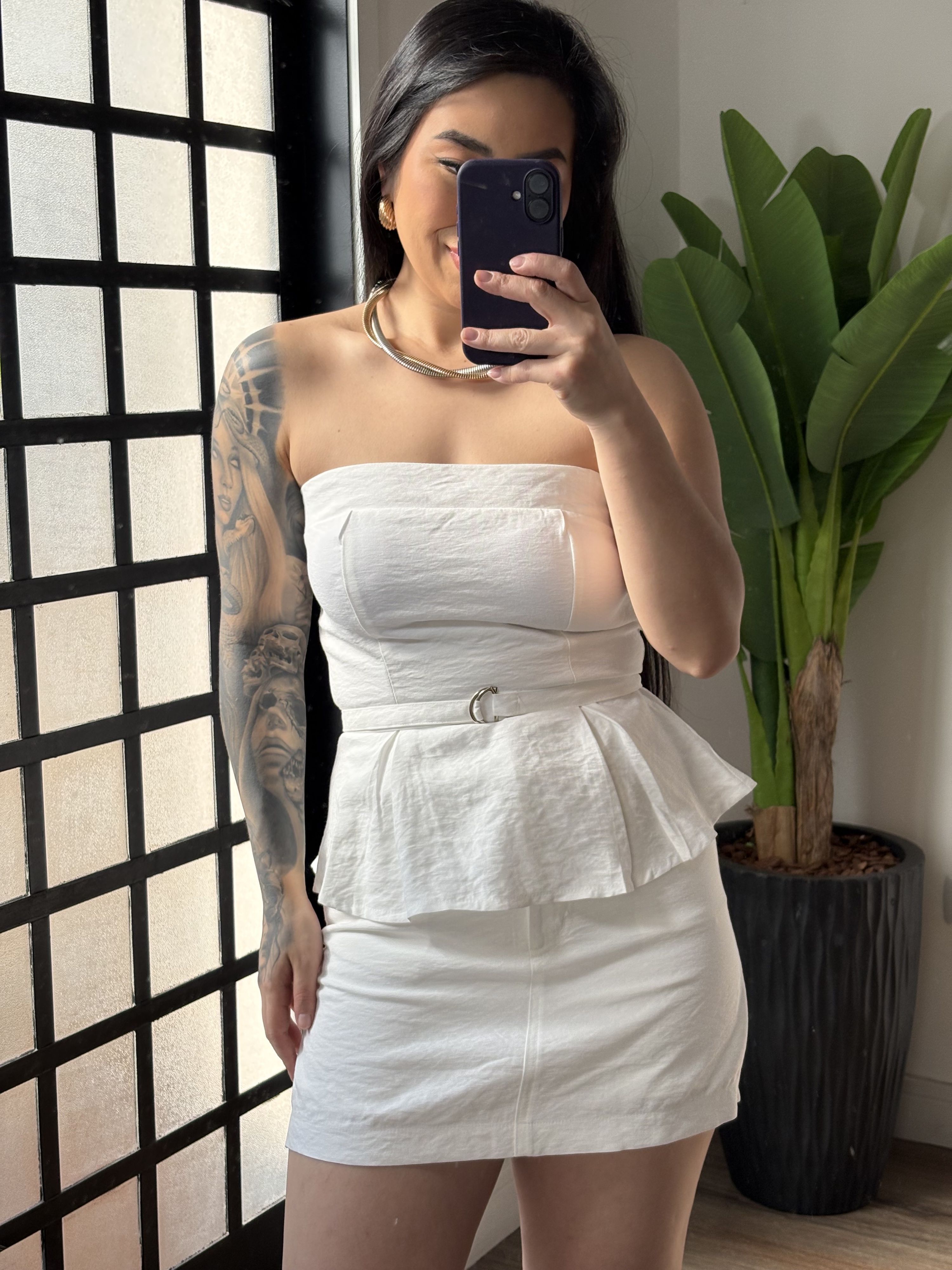 Conjunto Shorts Saia Marrant Perola 61021 - Branco