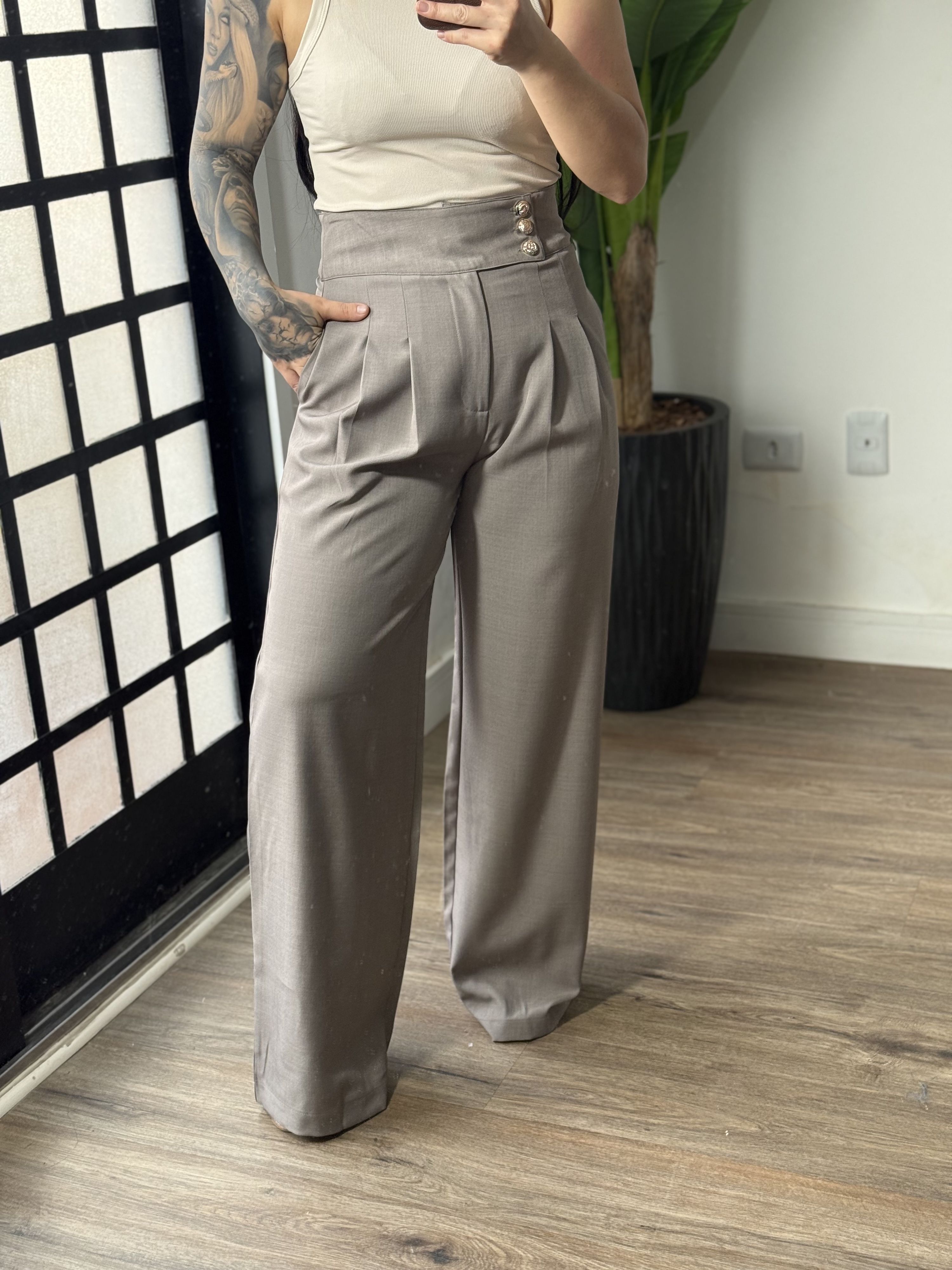 Calça Pantalona Fati 1342 - Cinza 