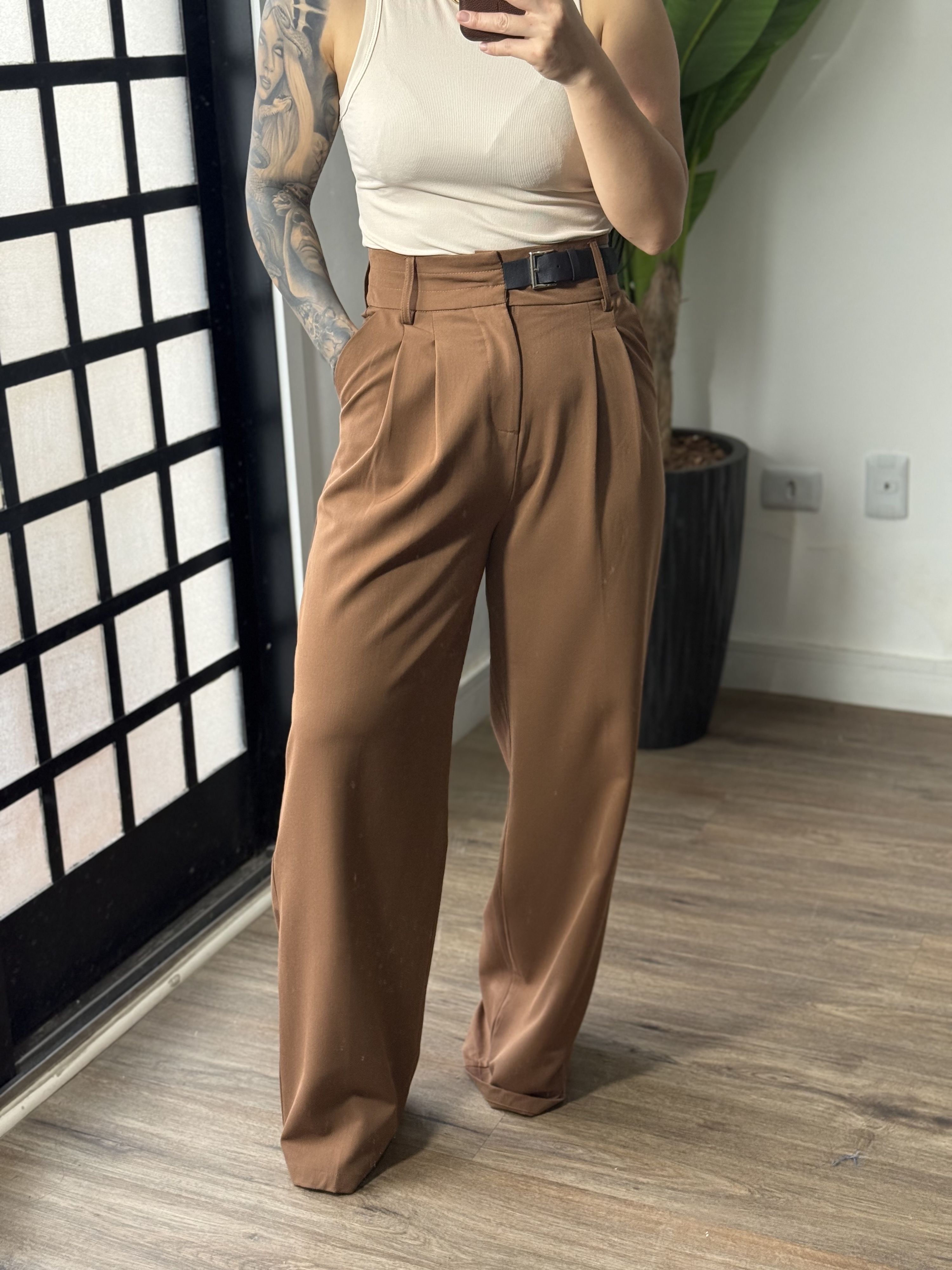 Calça Pantalona Estela 2648 - Marrom 