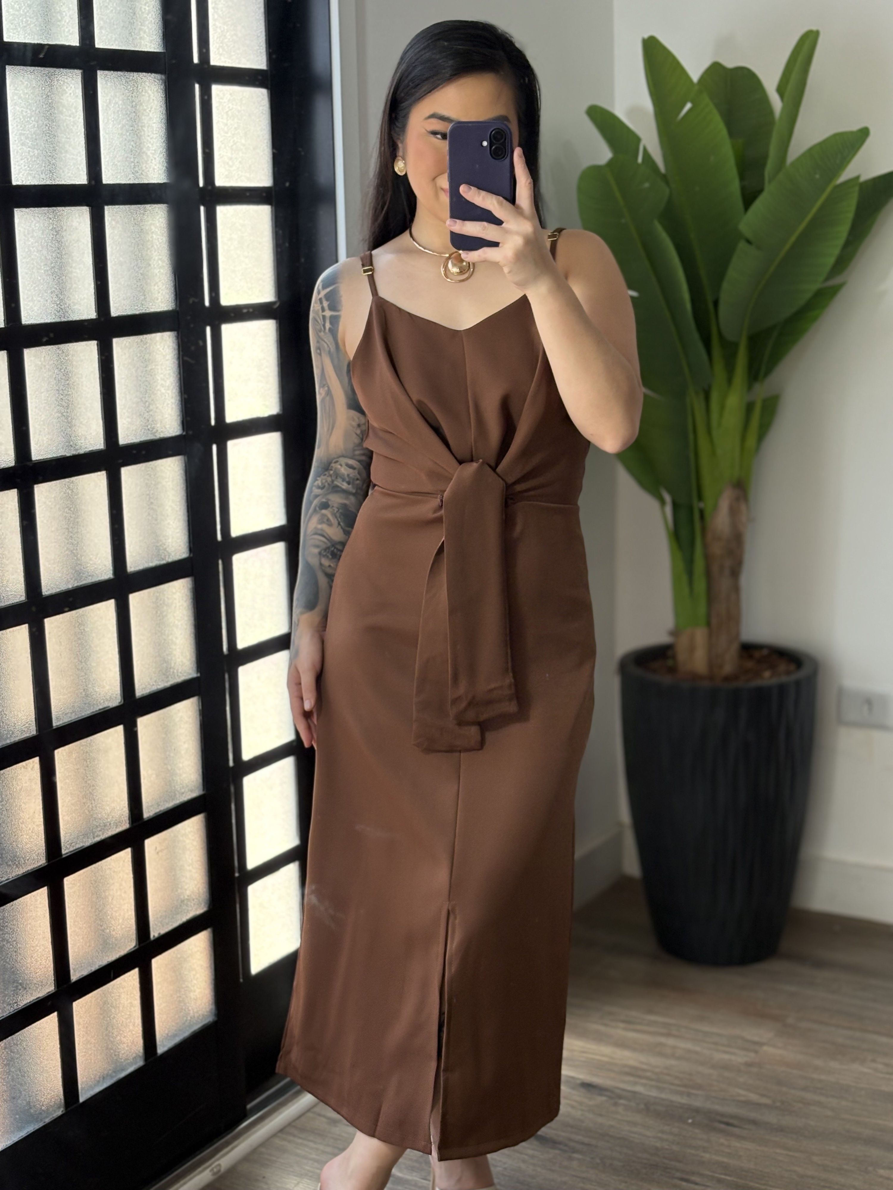 Vestido Midi Monique-1670 - Marrom
