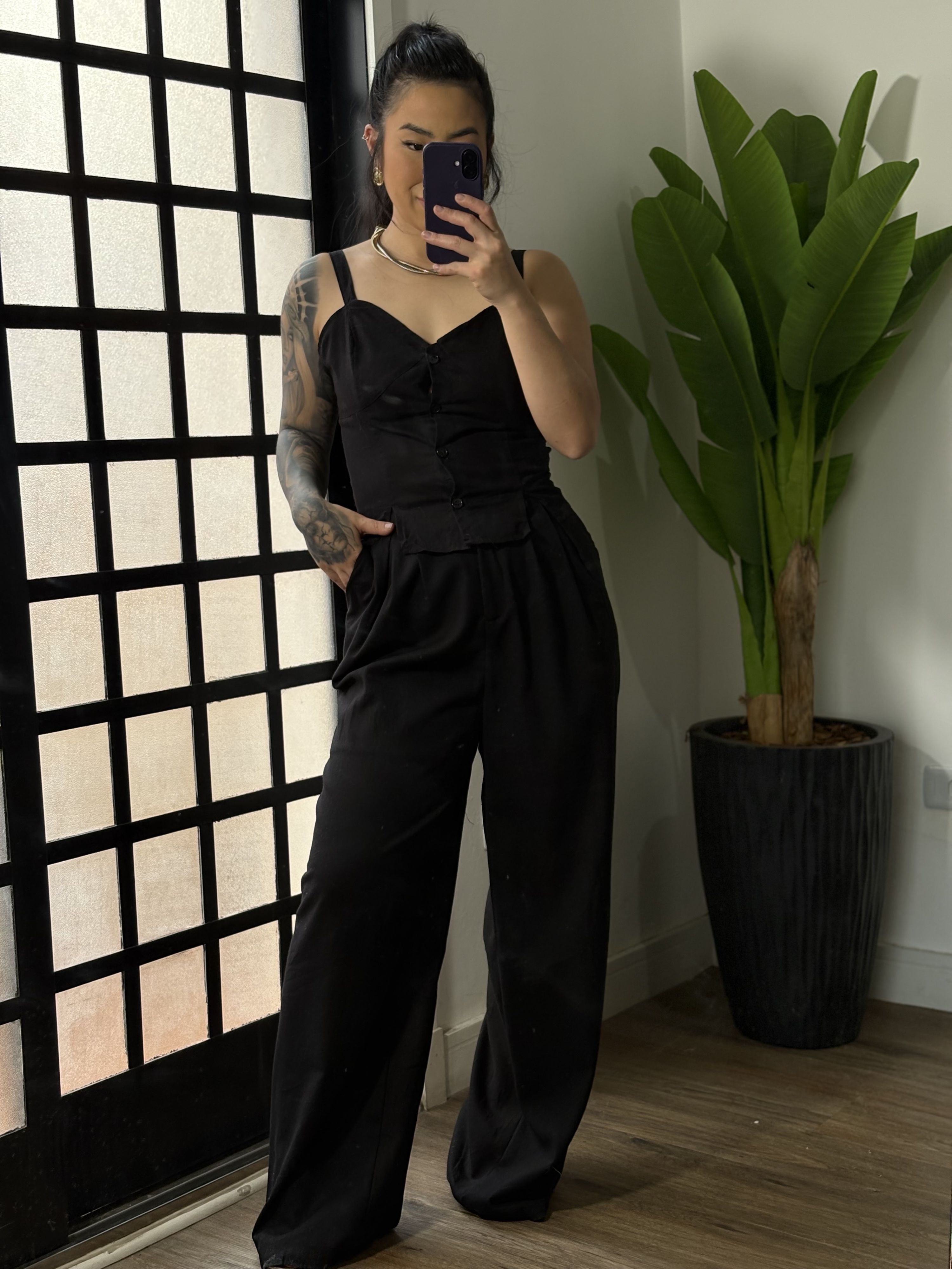 Conjunto Linho Flora 76 - Preto 