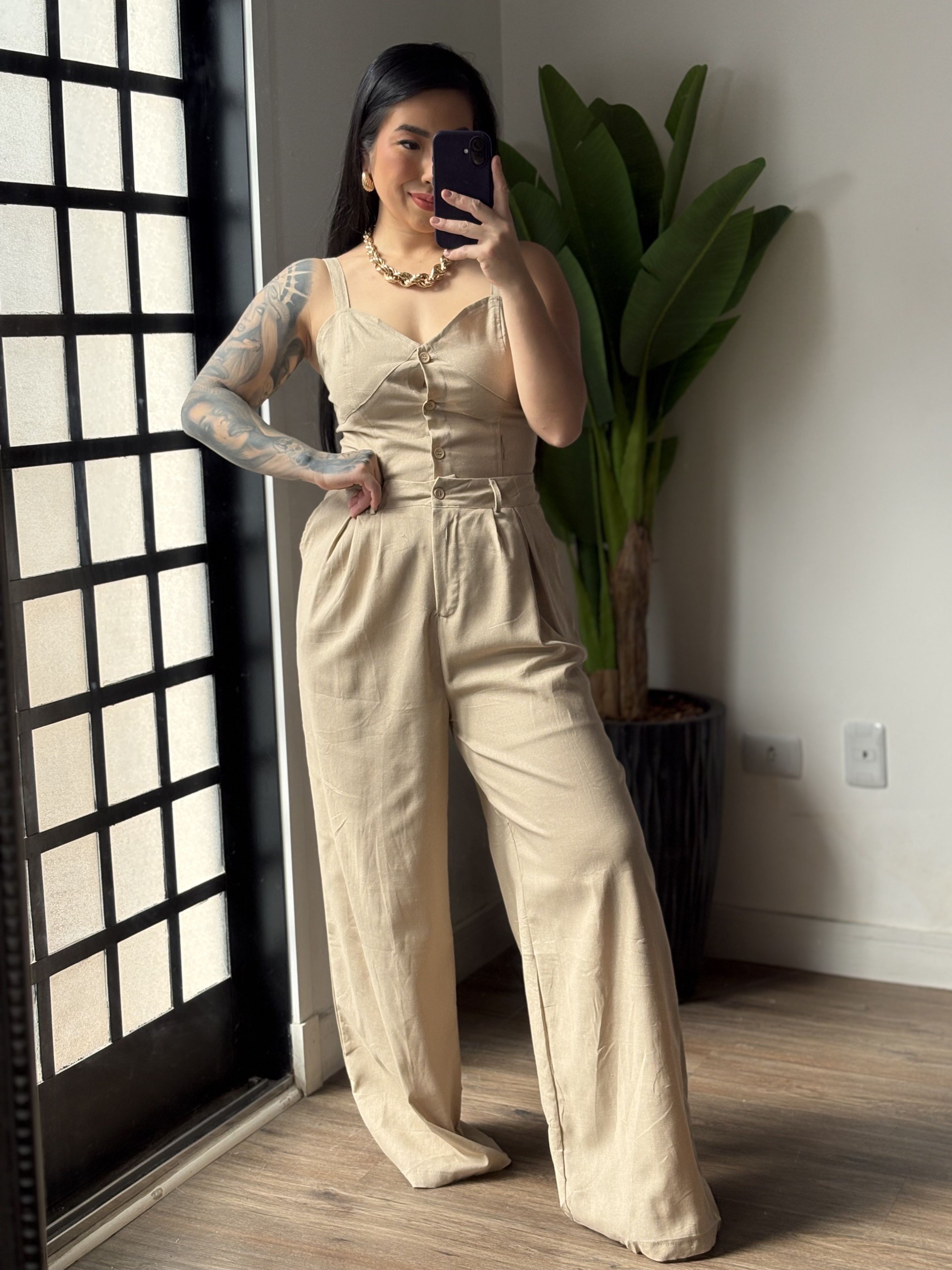 Conjunto Linho Flora 76 -Bege 