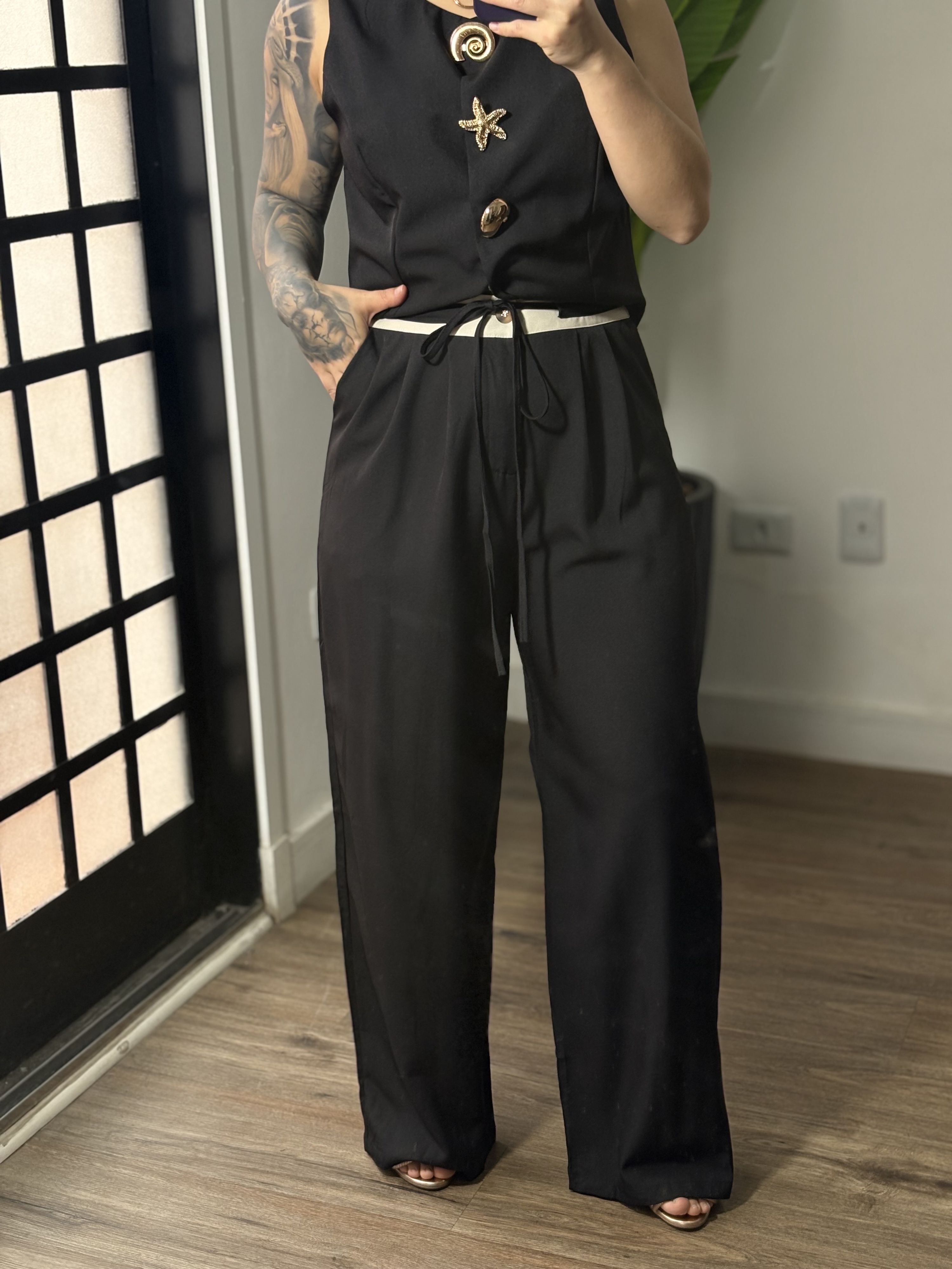 Calça Pantalona Bella 189 - Preto 