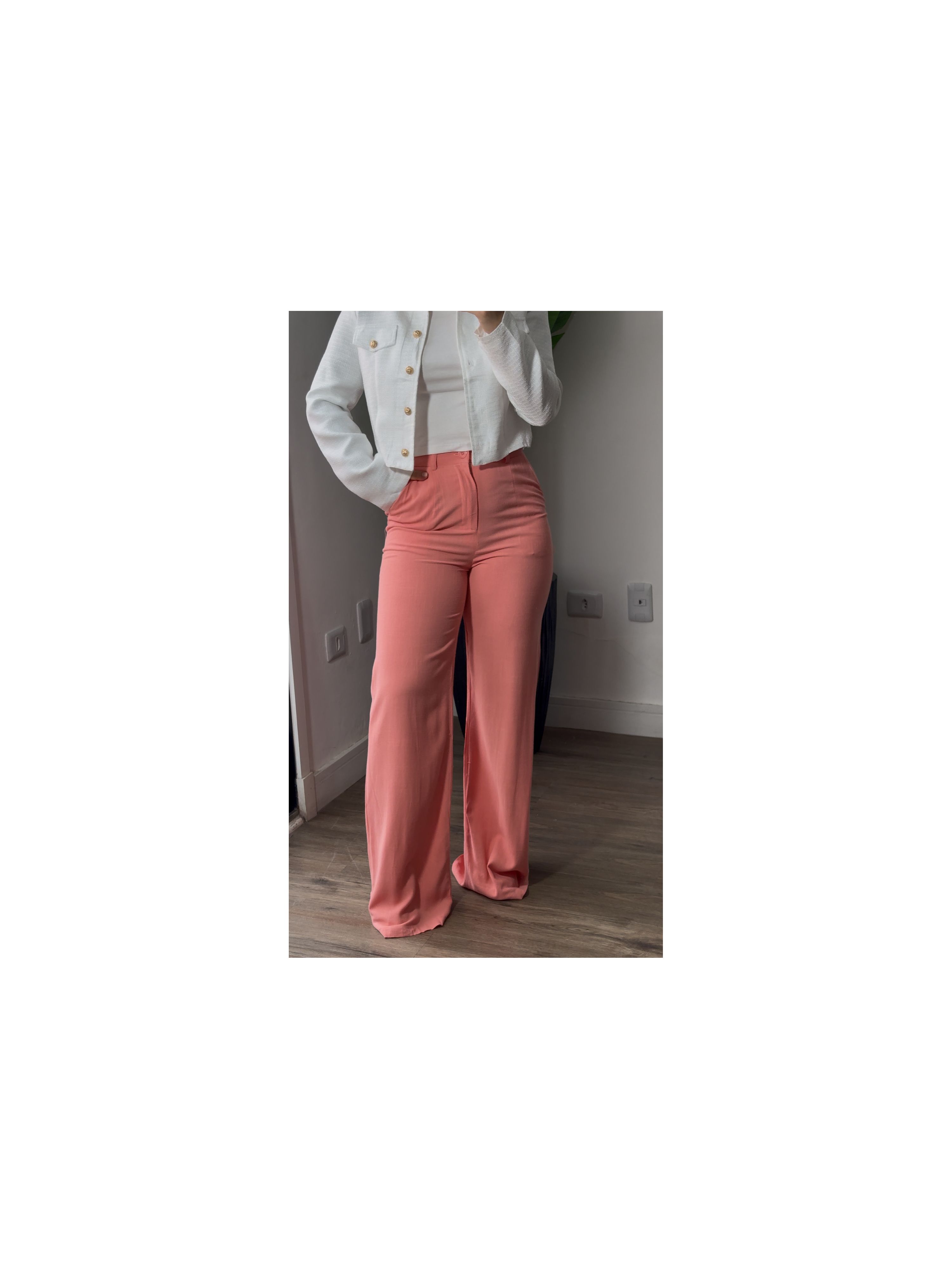 Calça Pantalona Linho Bruna 59 - Salmão 