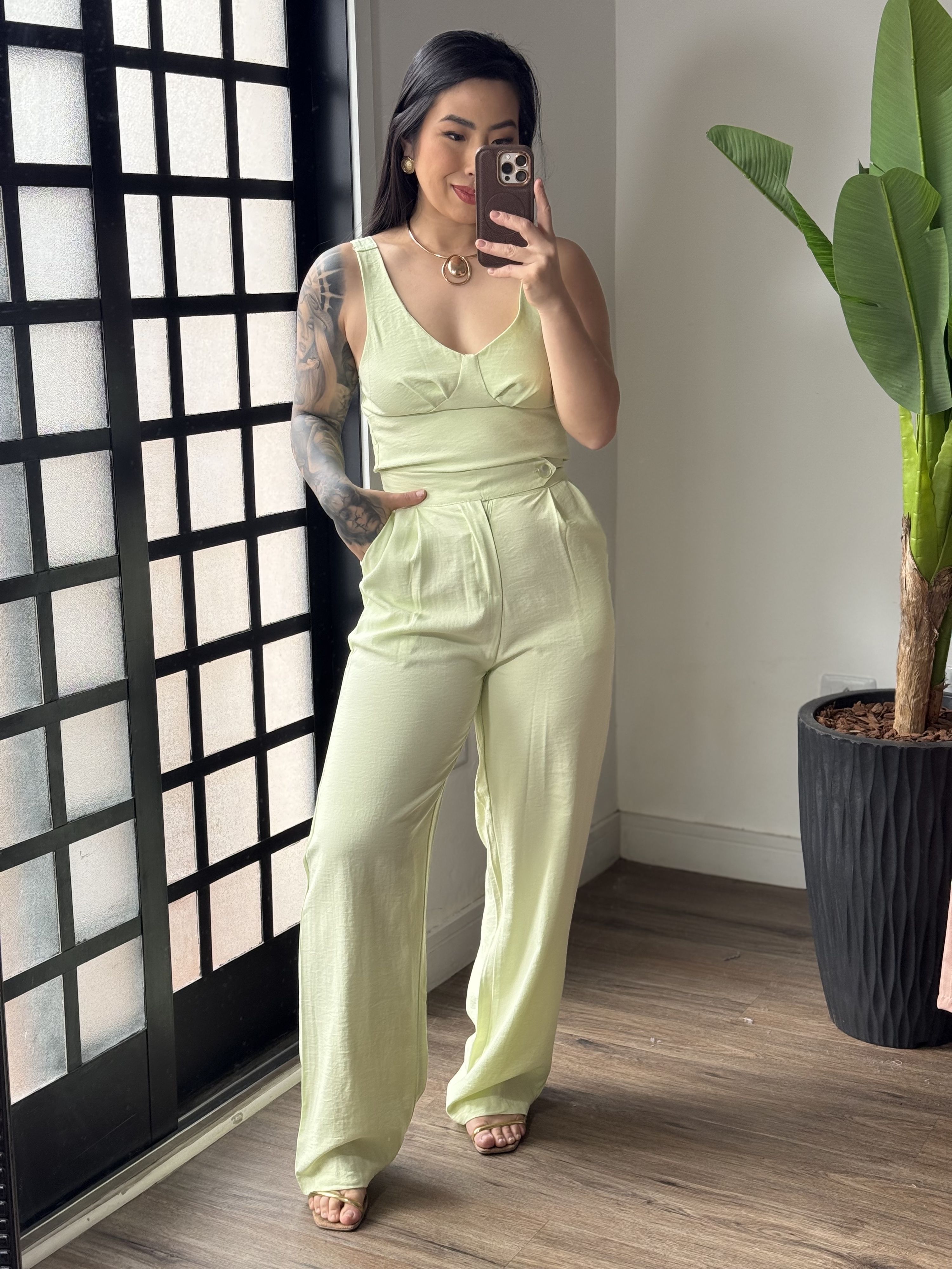 Conjunto Pantalona Marrat Rose 1623 - Verde Claro 