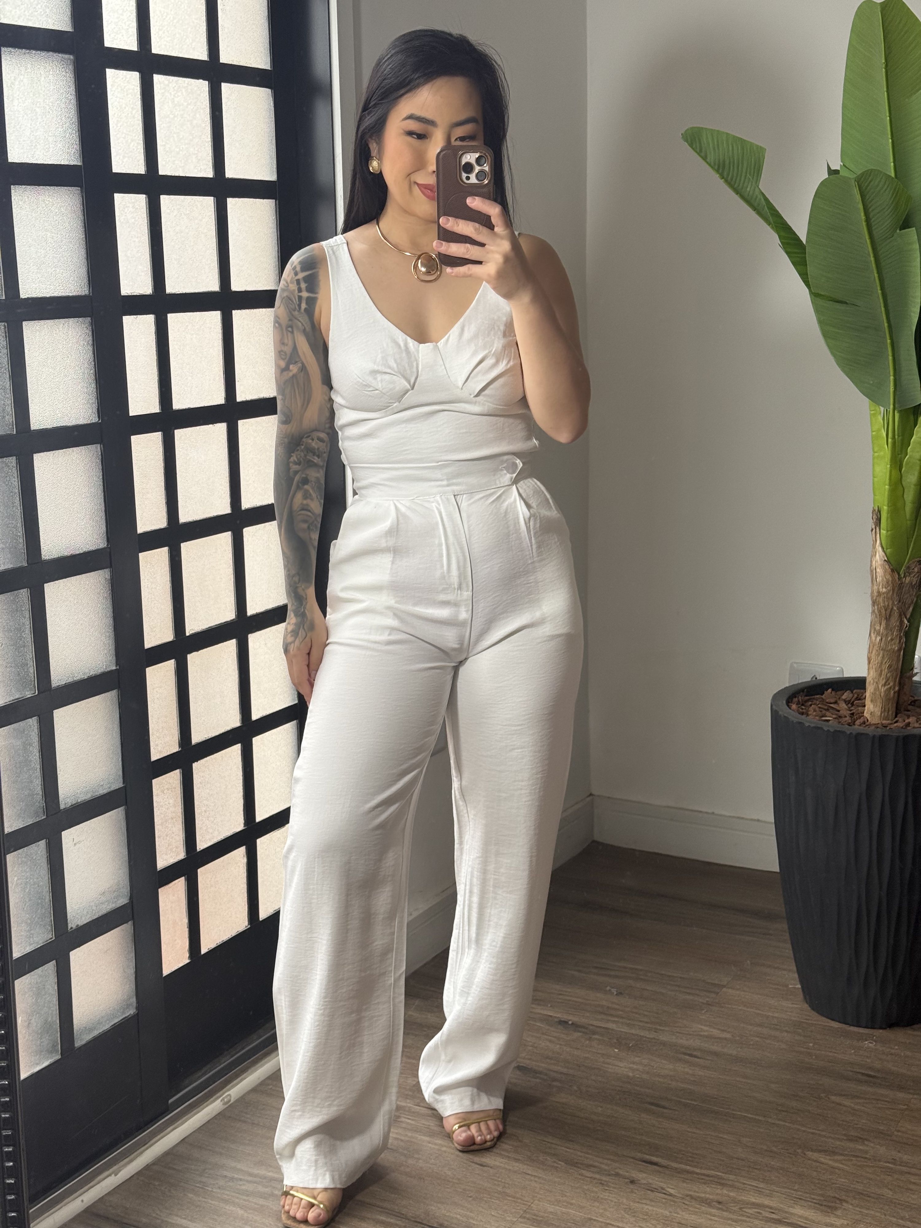 Conjunto Pantalona Marrant Rose 1623 - Branco 