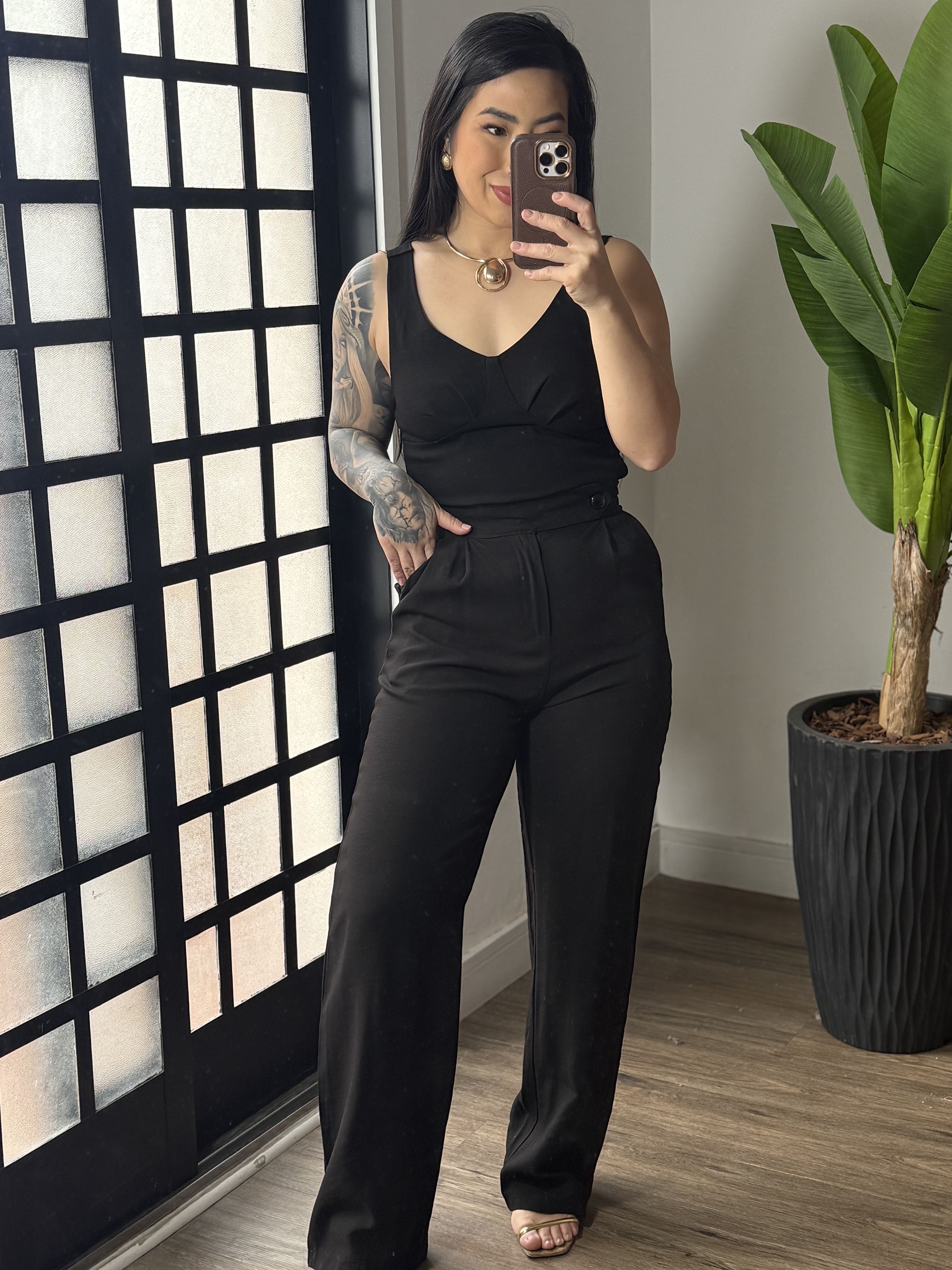 Conjunto Pantalona Marrant Rose 1623 - Preto
