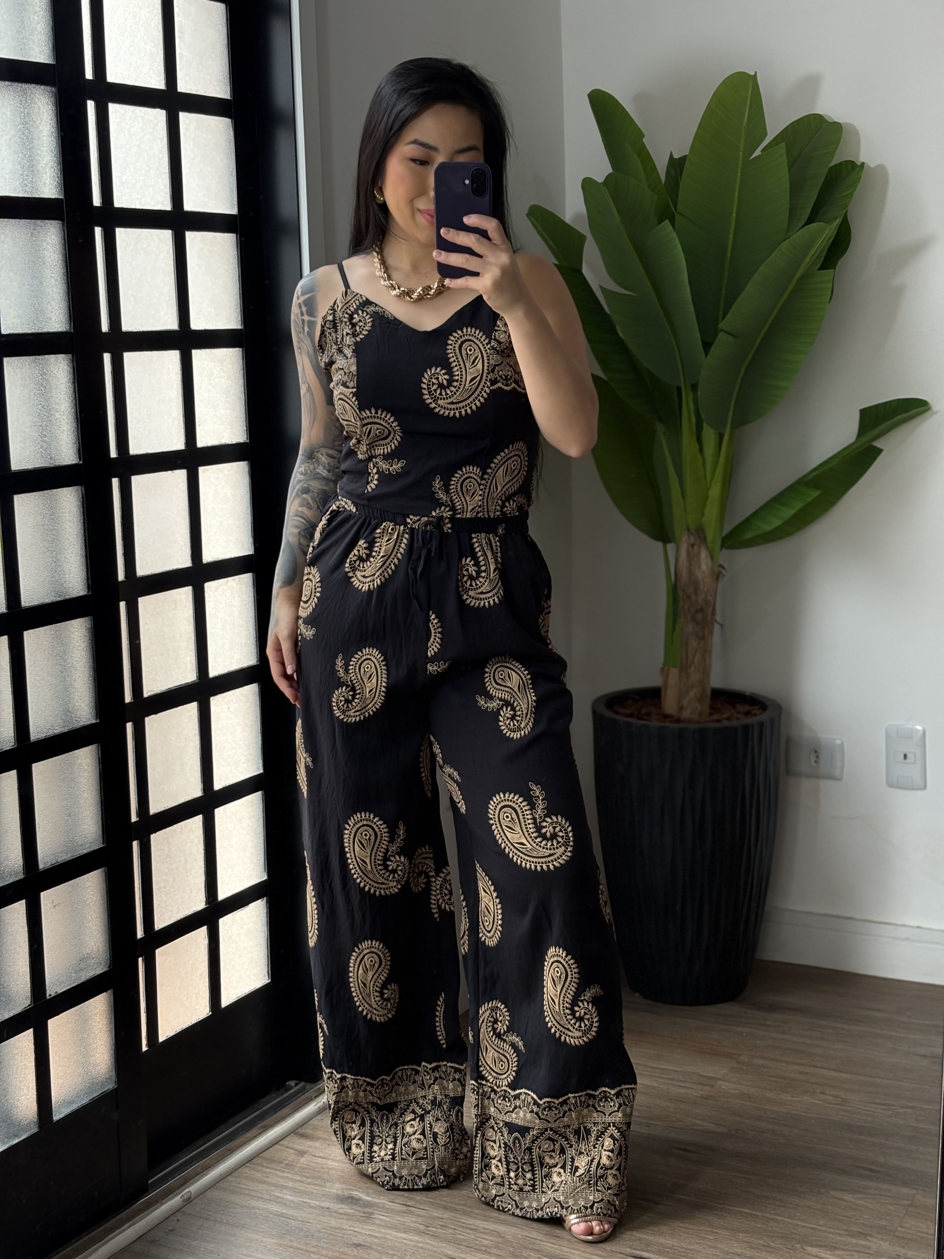 Conjunto Estampado Sol 7175 - Preto