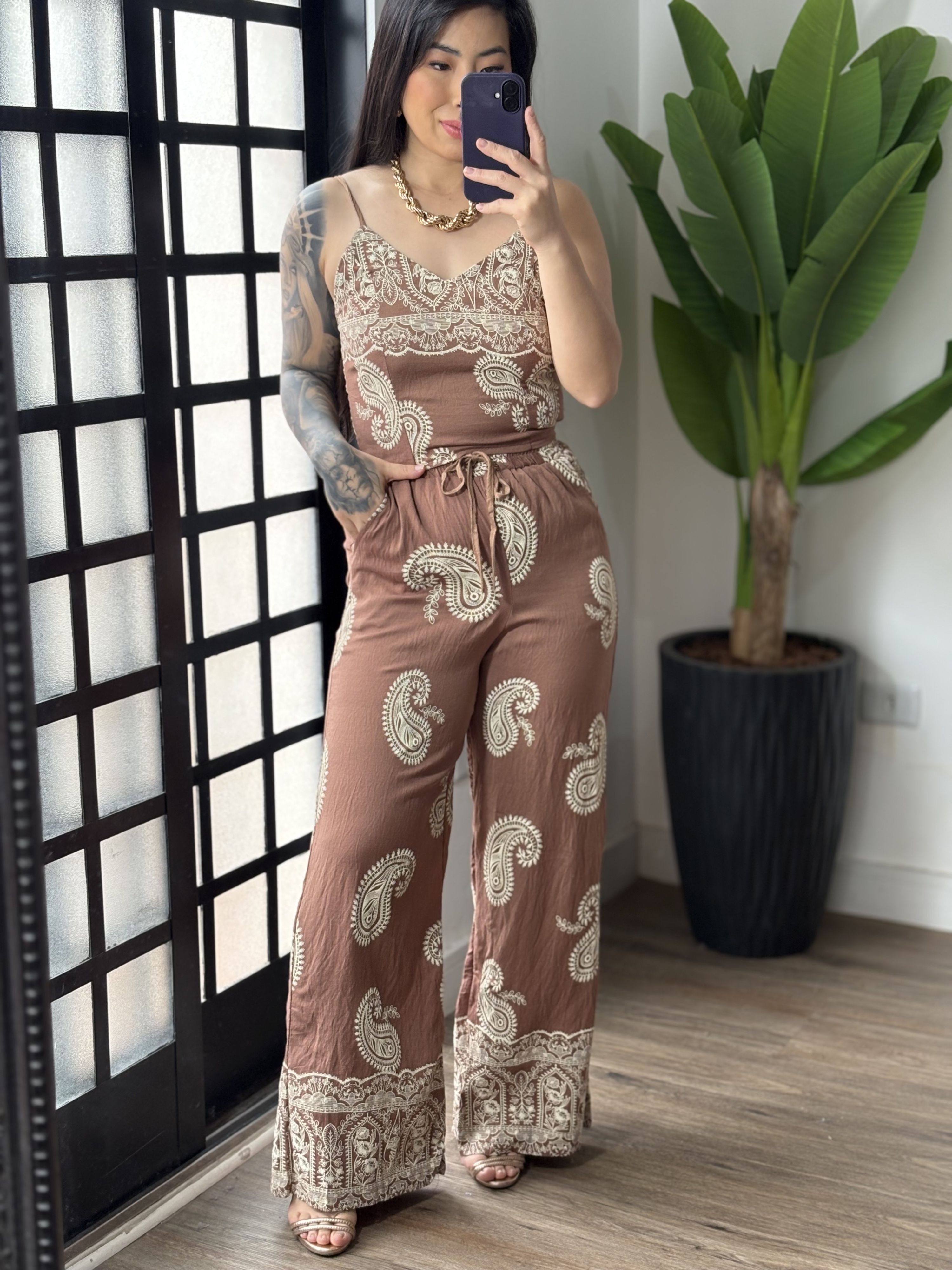 Conjunto Estampado Sol 7175 - Marrom 