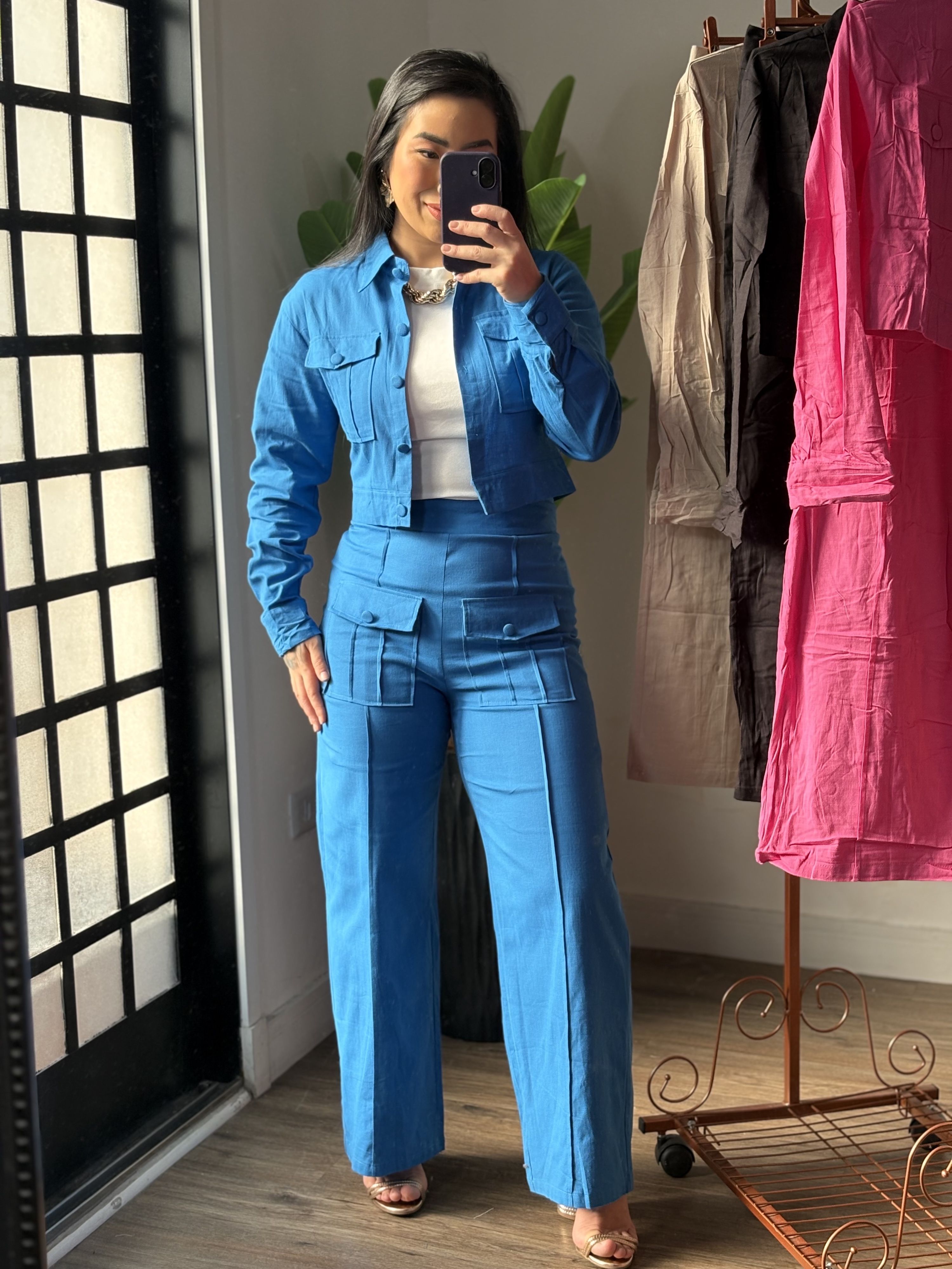 Conjunto Linho Savina CC92 - Azul 