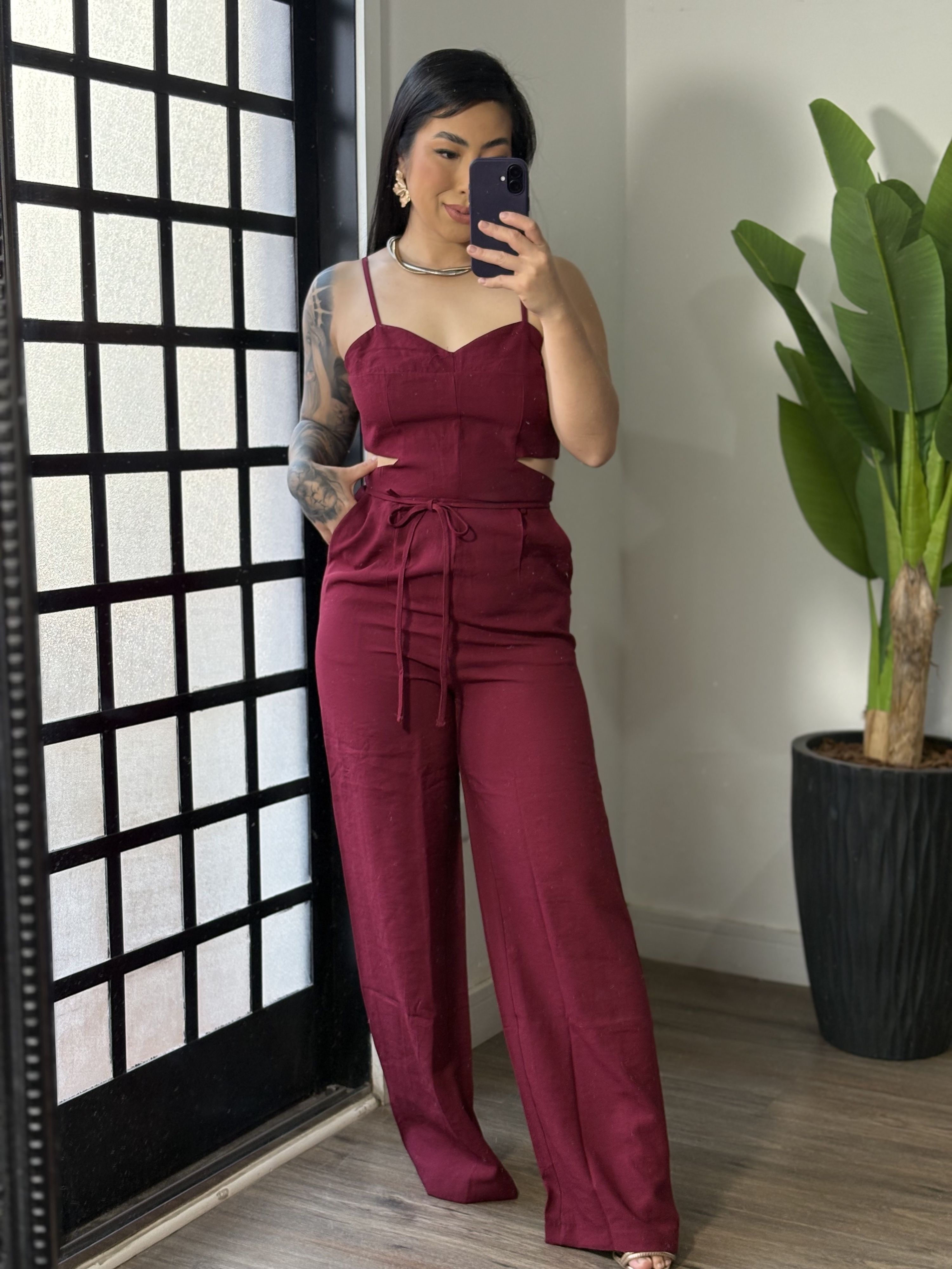 Macacão Pantalona Marrant Juliana 353 - Vinho 