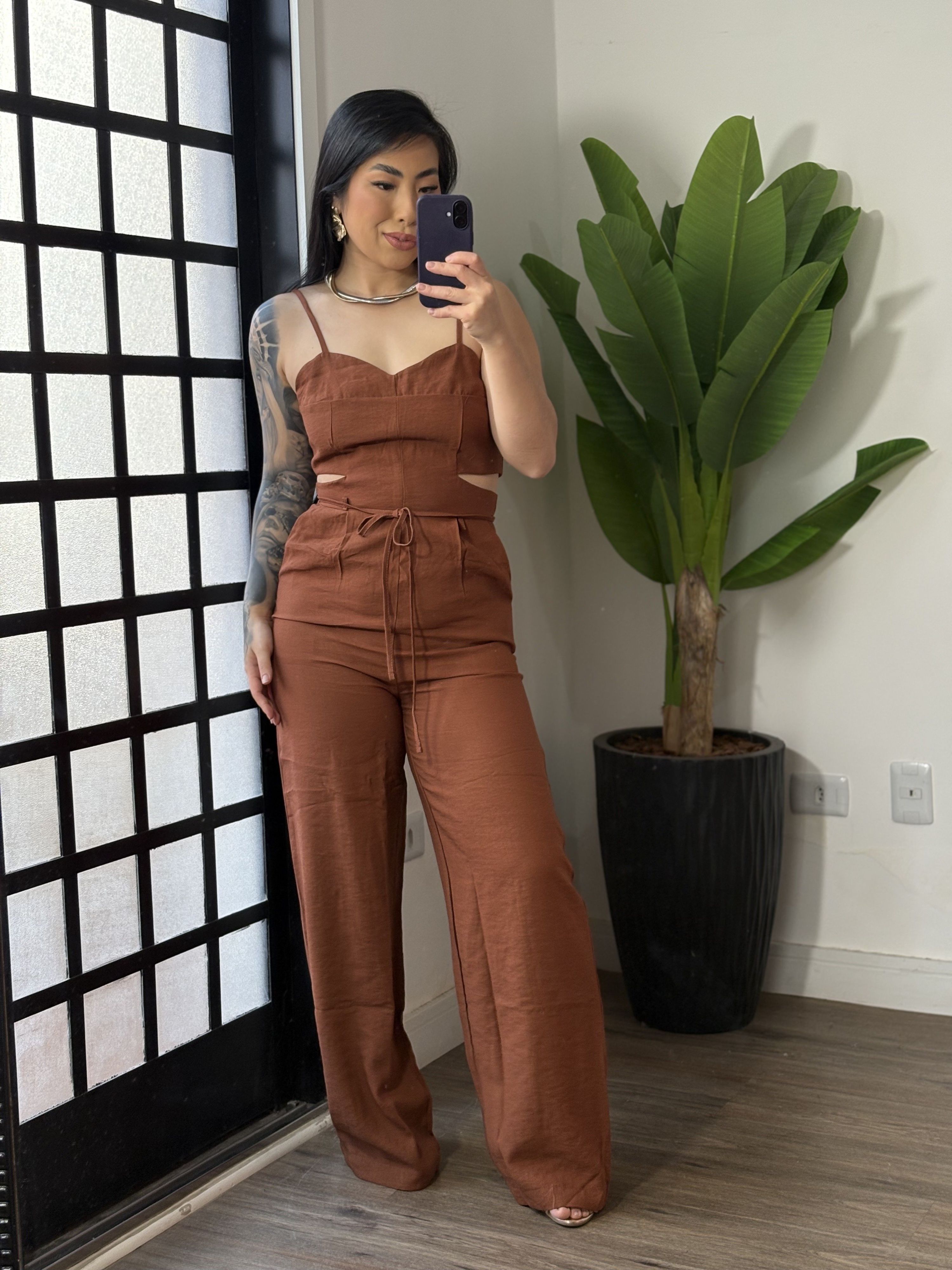 Macacão Pantalona Marrant Juliana 353 - Terracota 
