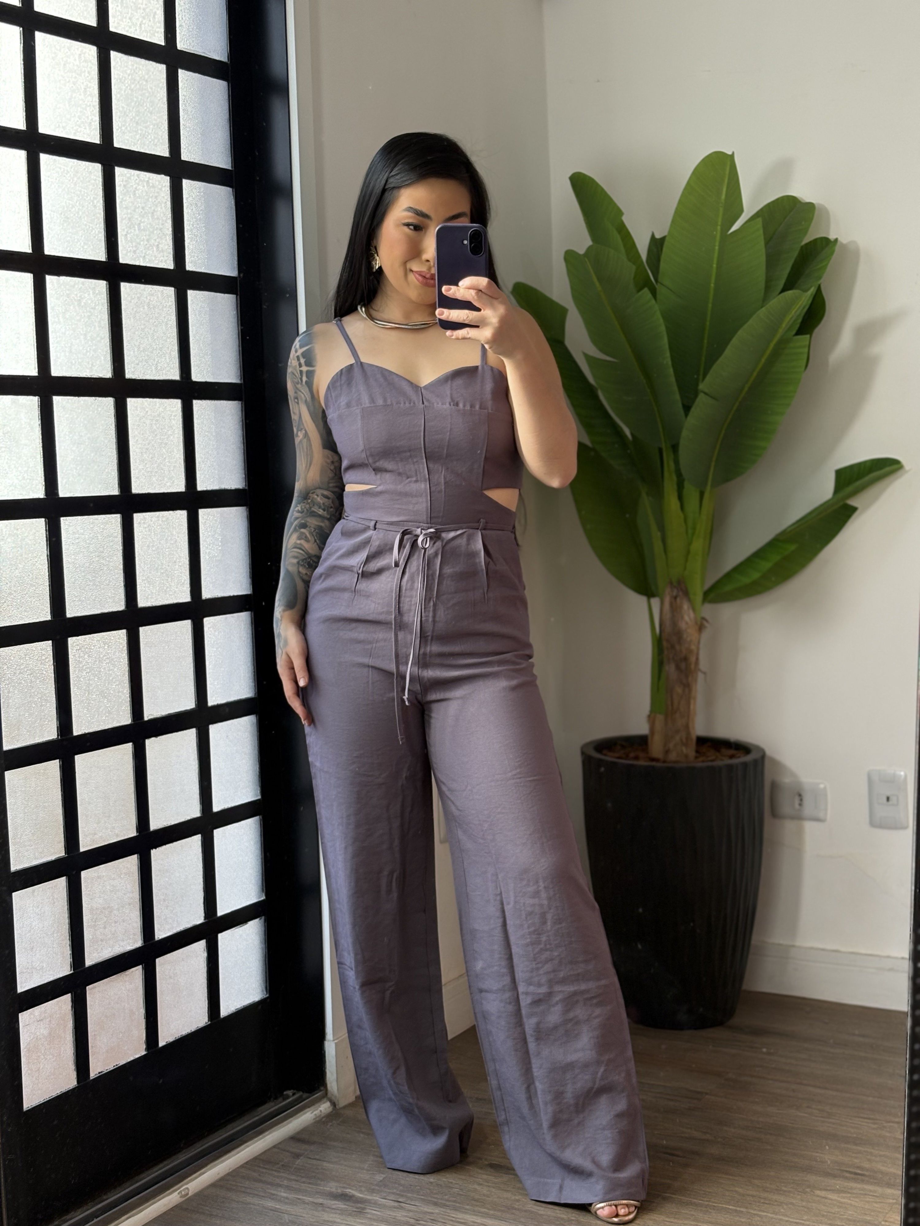 Macacão Pantalona marrant Juliana 353 - Cinza 