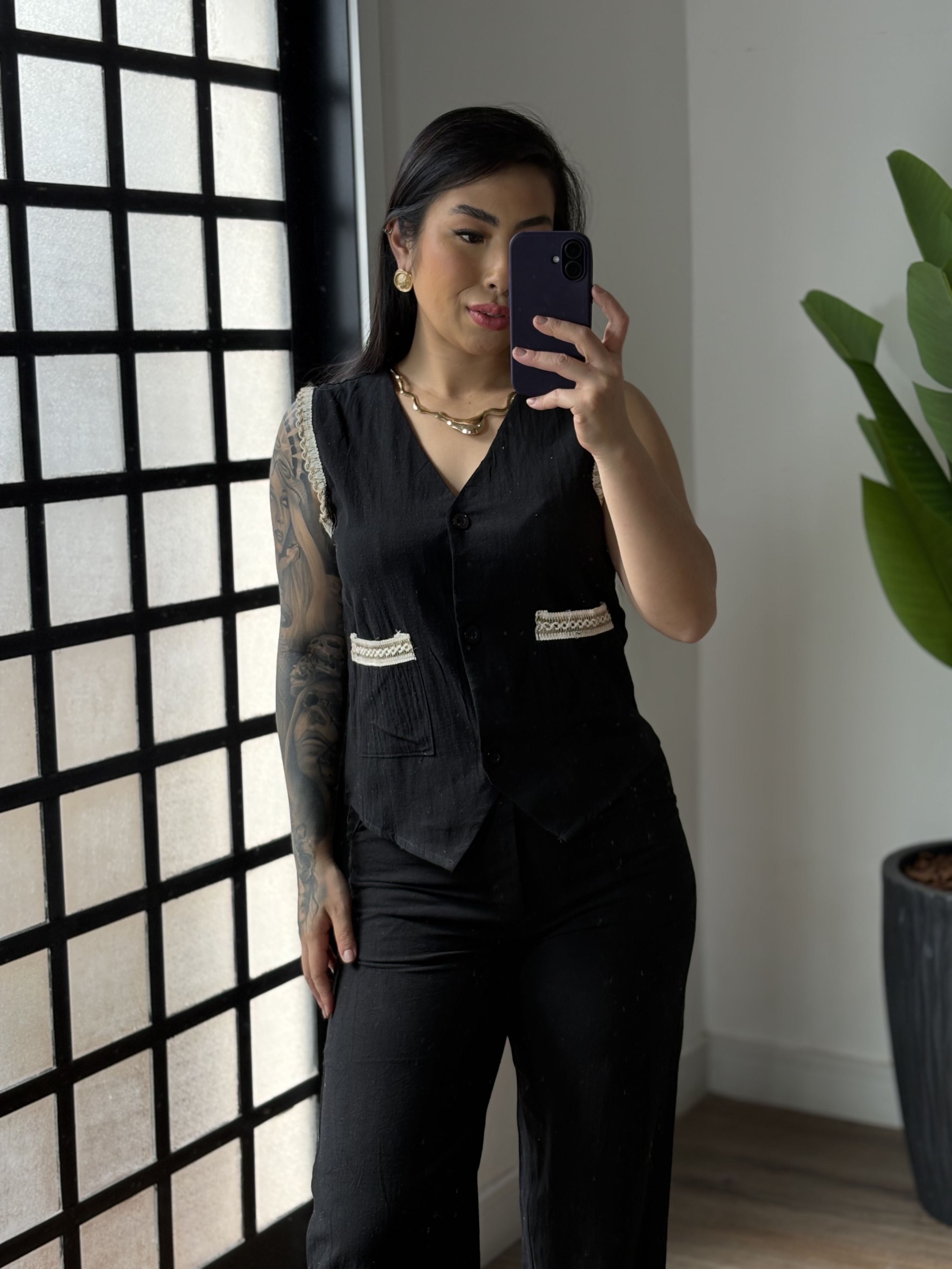 Conjunto Linho Analu 9511 - Preto 