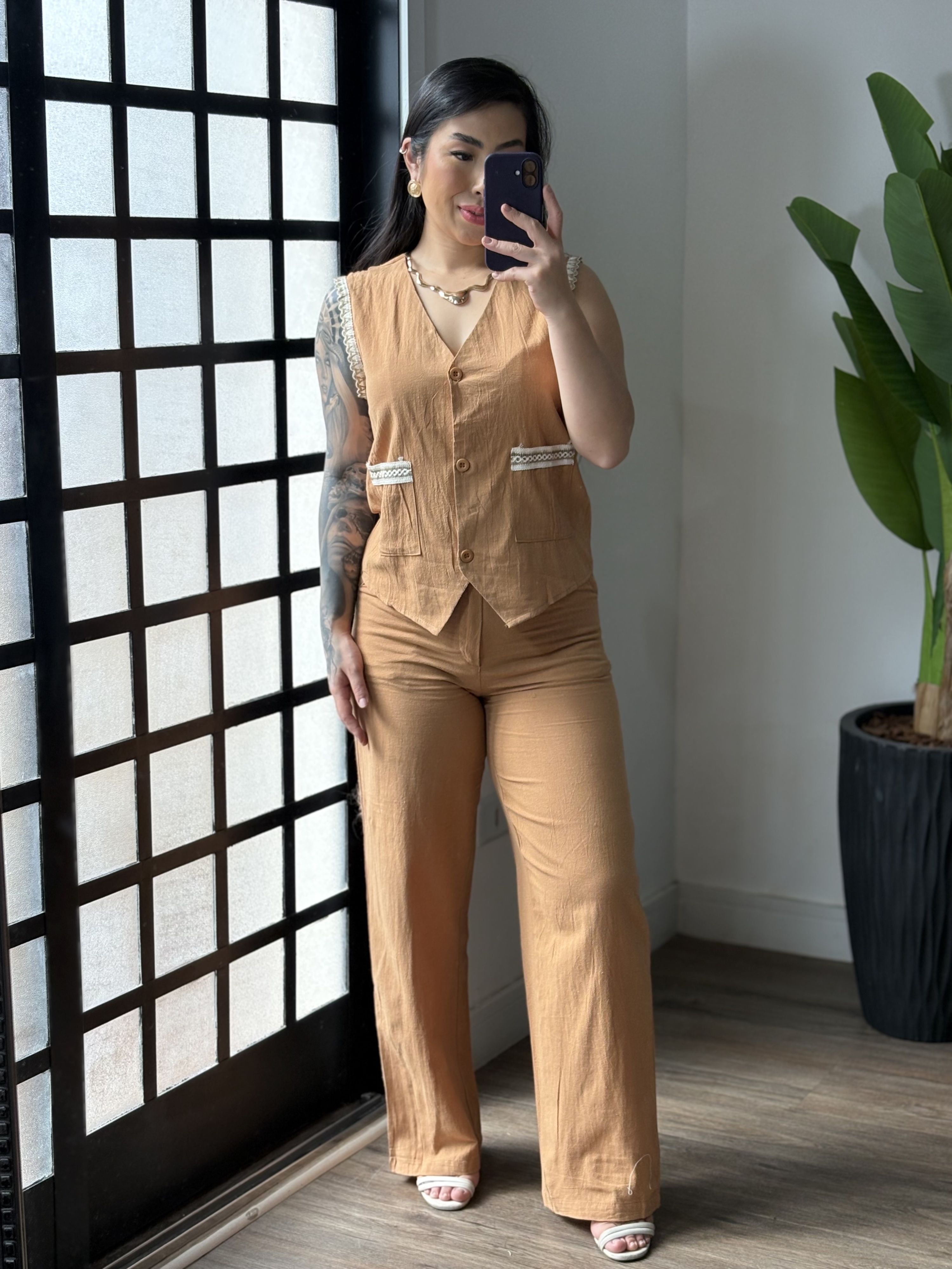 Conjunto Linho Analu 9511 - Caramelo 