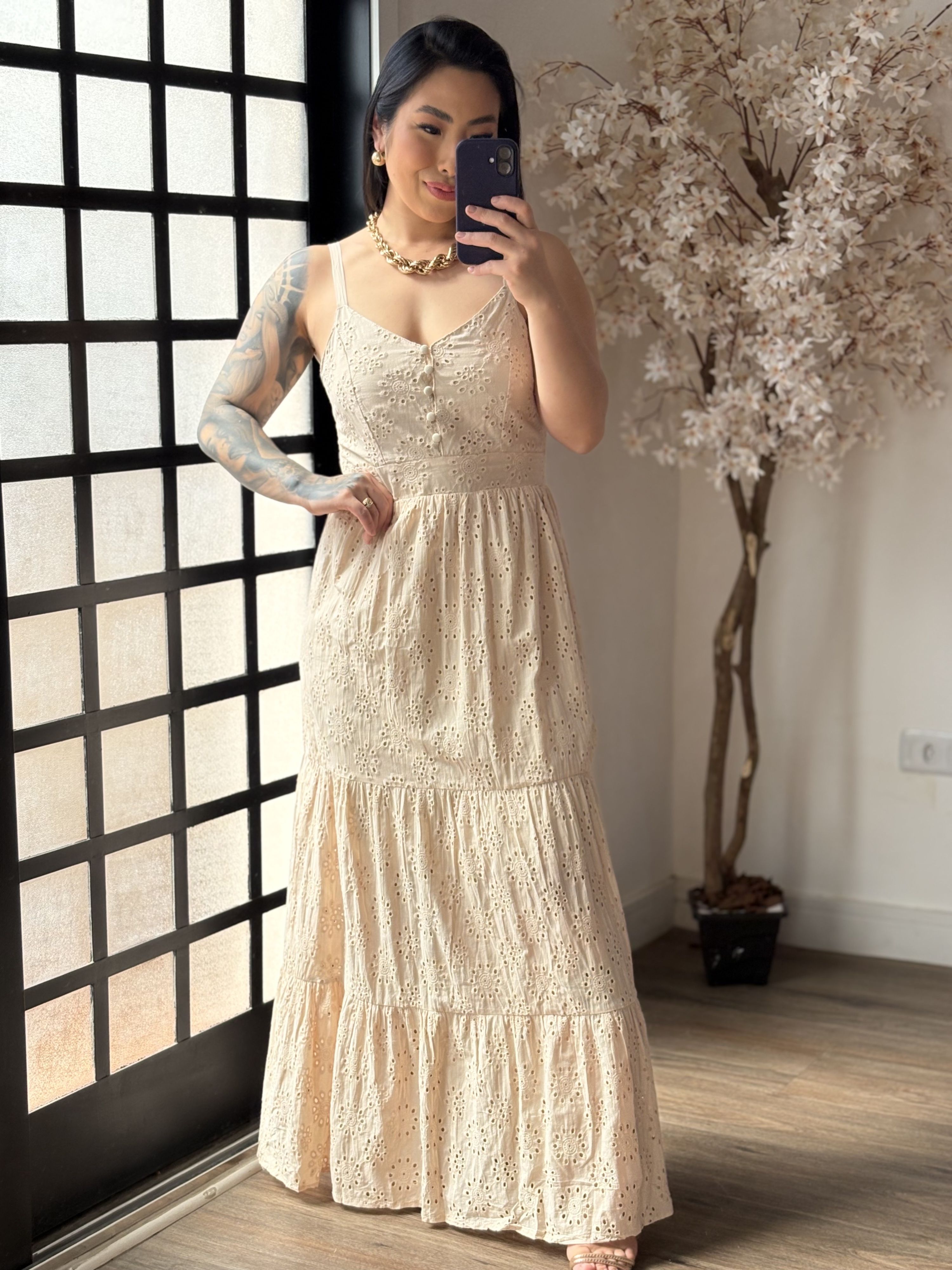 Vestido Lese Maelle 1003 - Bege C011