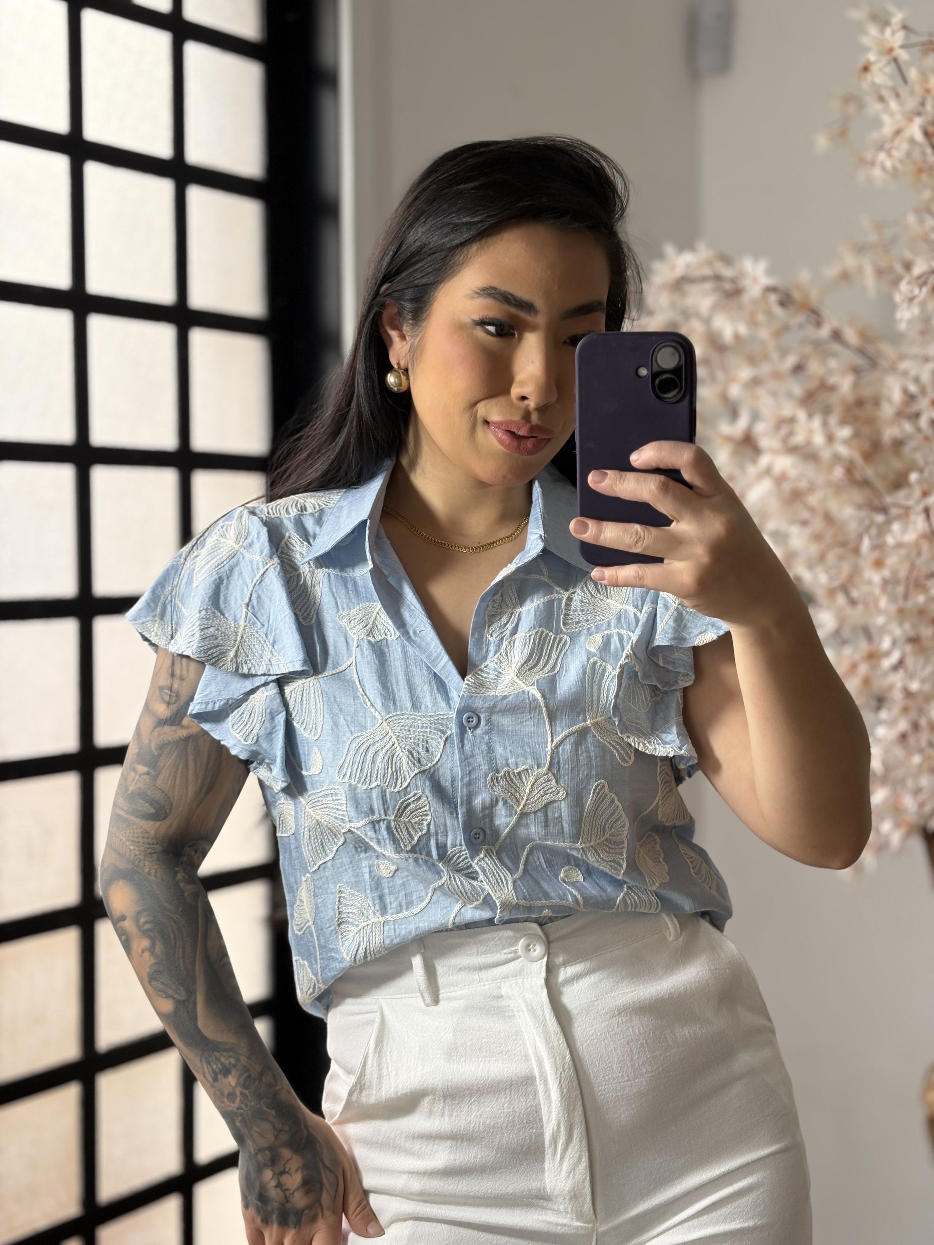 Blusa Bordada Karla 2008 - Azul C091