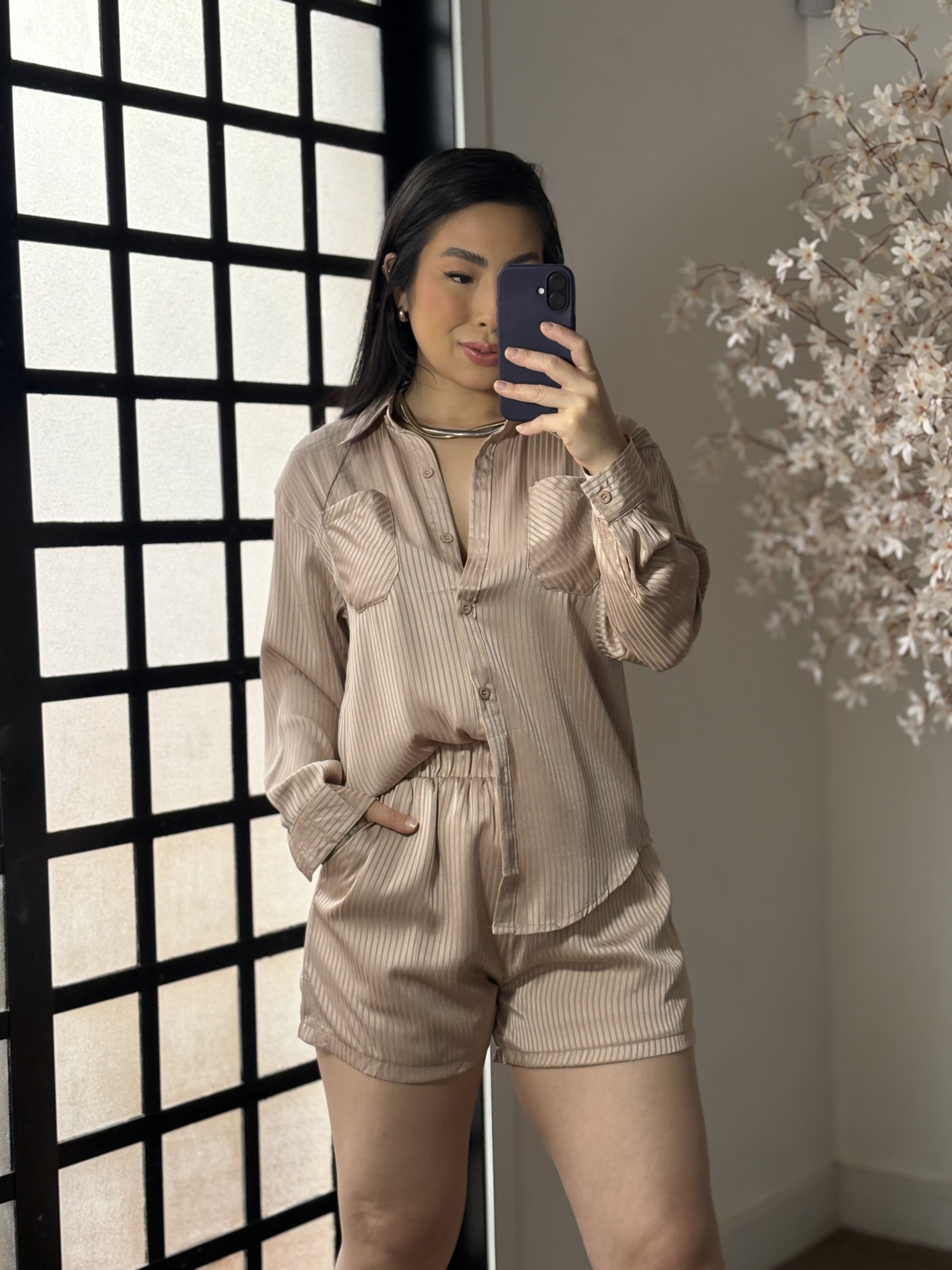 Conjunto Shorts Ivy MC029 - Marrom Claro C055