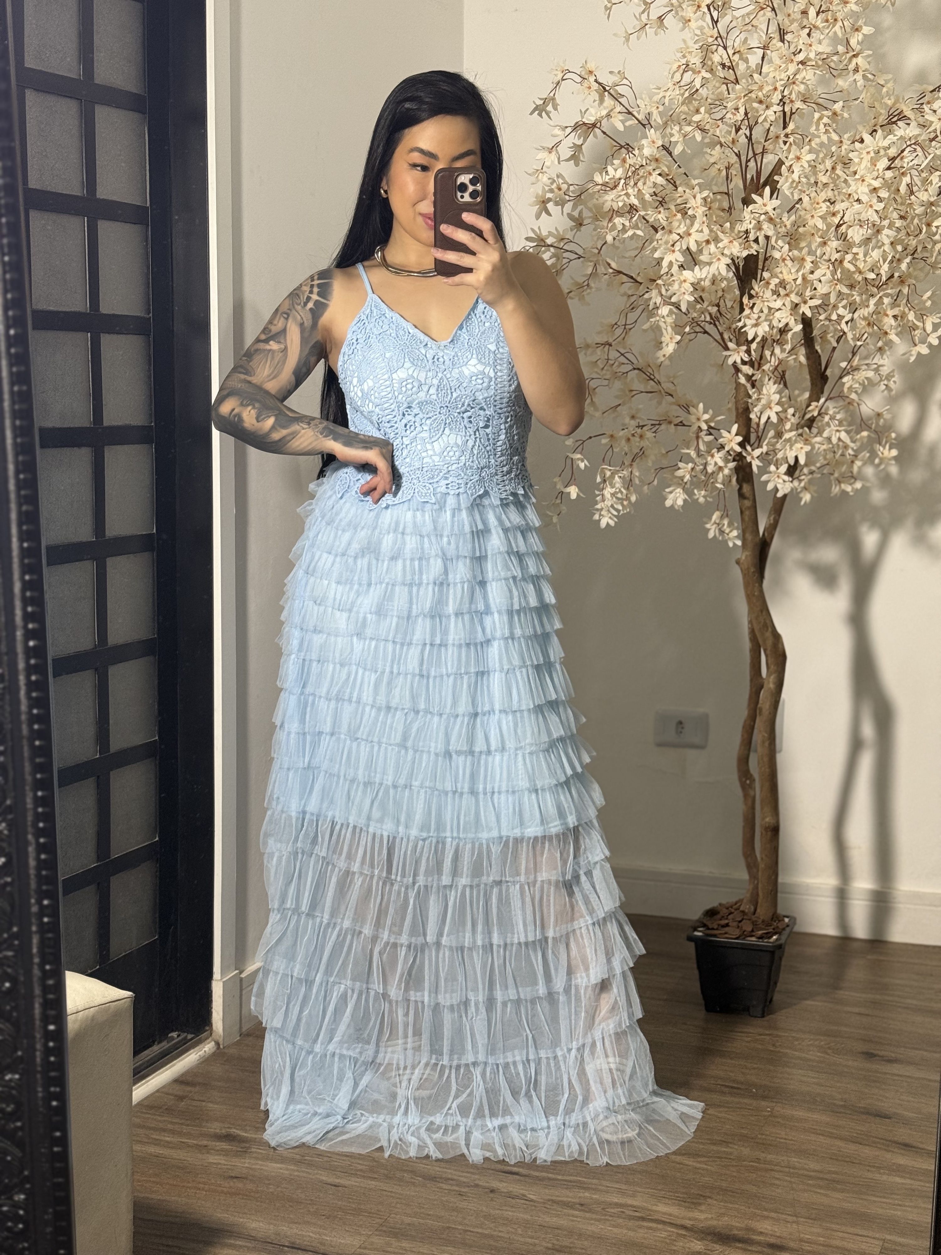 Vestido Tule Zaina Y003 - Azul Claro C076