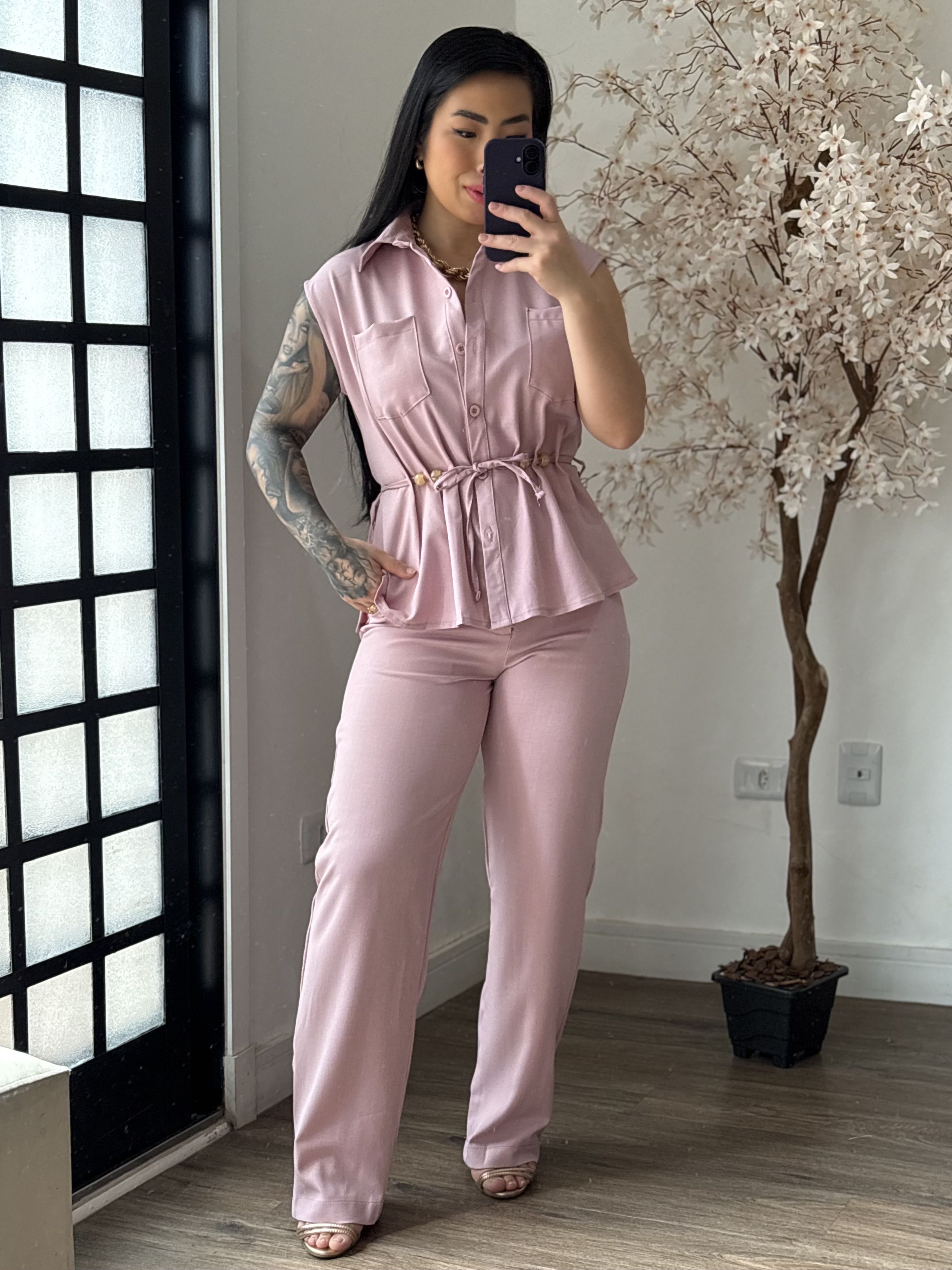 Conjunto Linho Beatriz 396 - Rosa C049