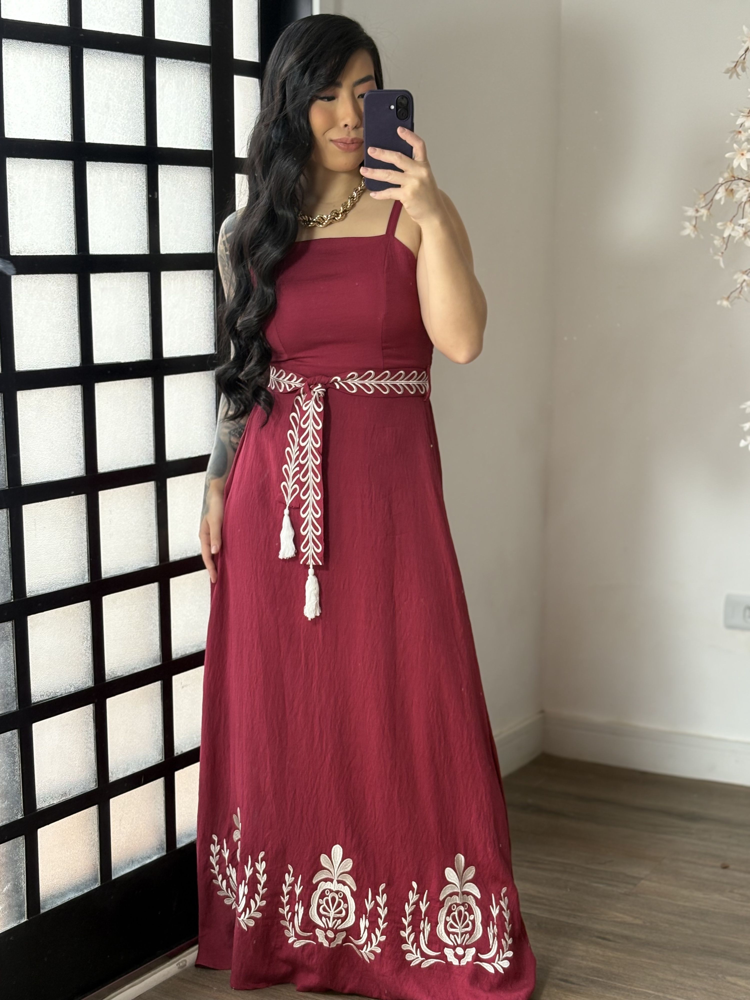 Vestido Bordado Ines Y080 - Vinho C055