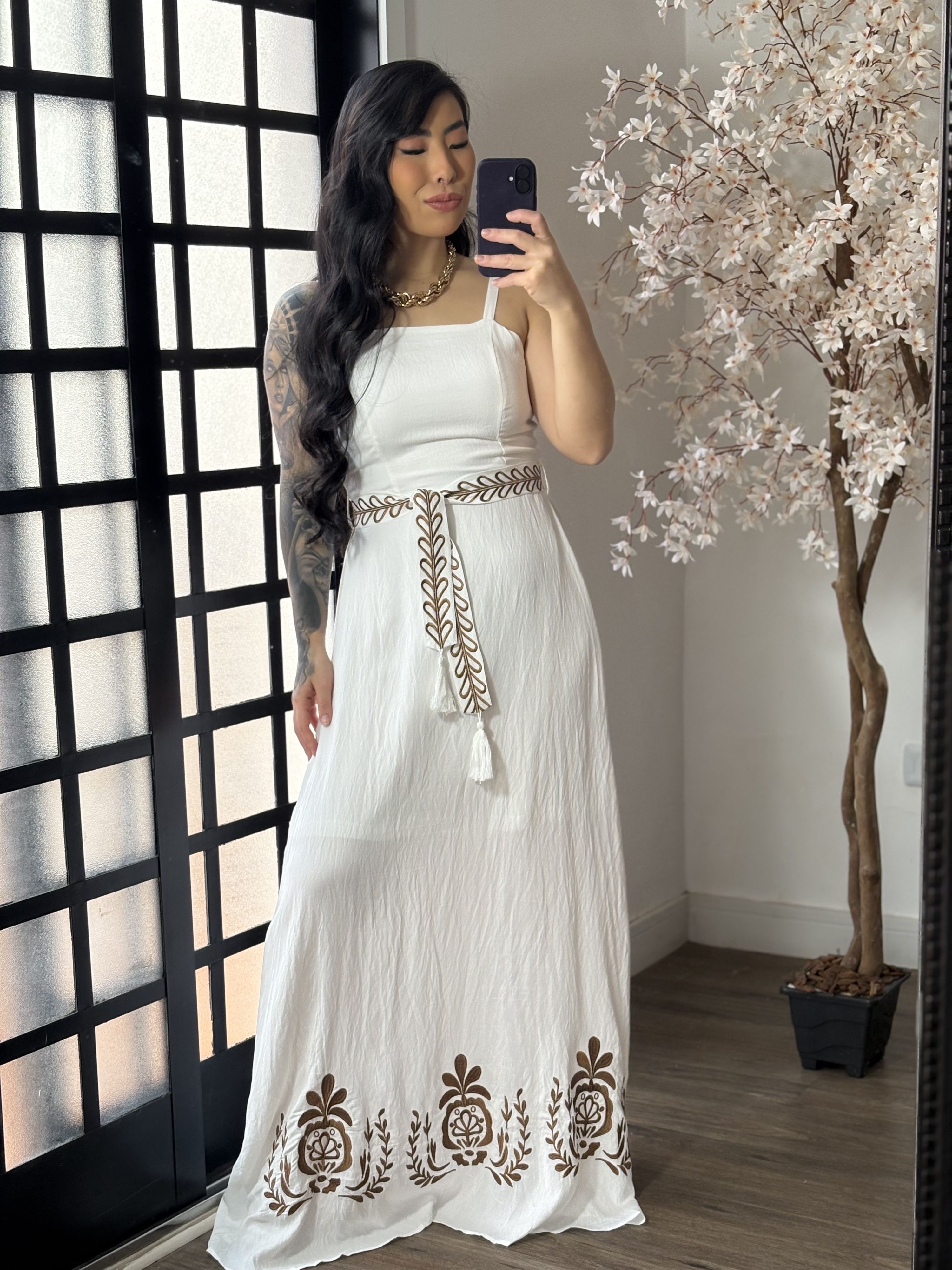 Vestido Bordado Ines Y080 - Branco C055