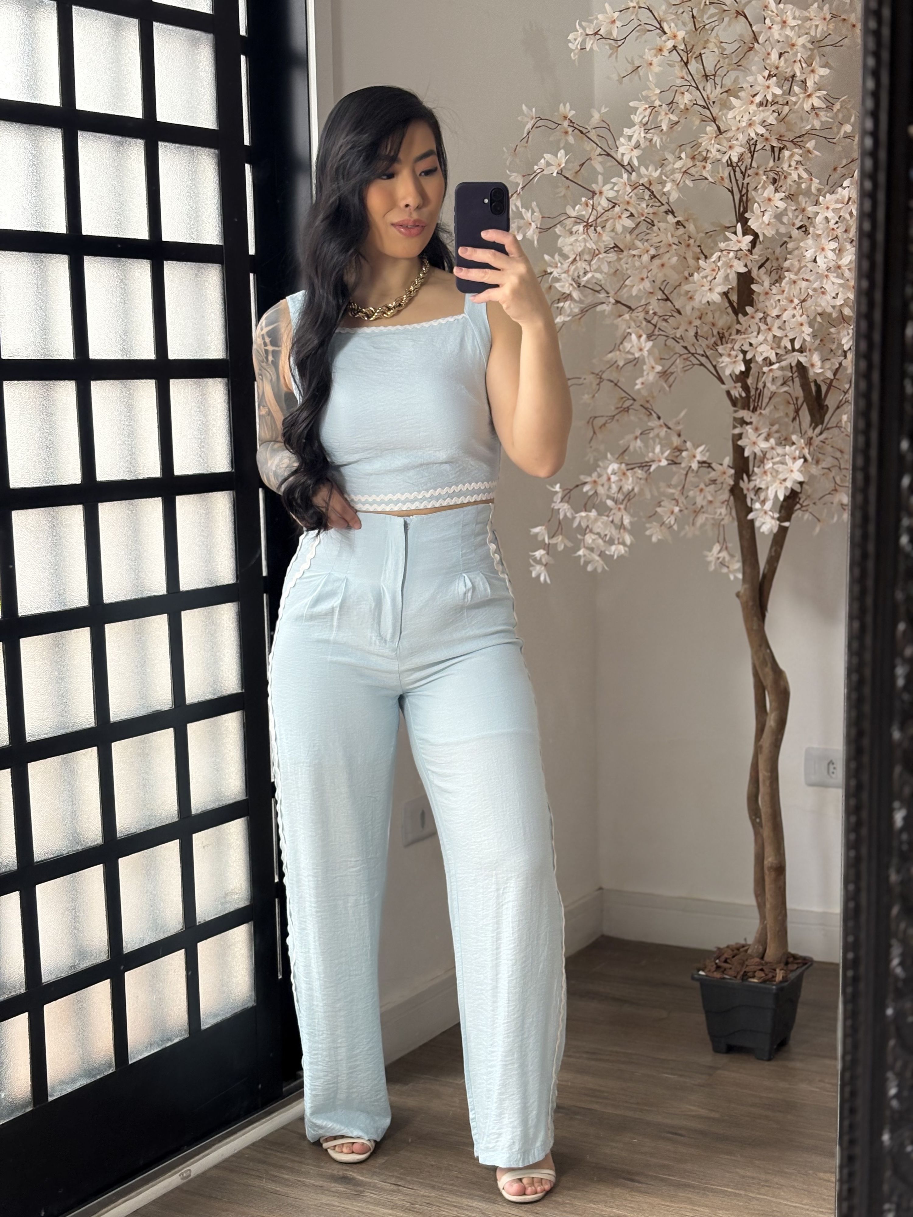 Conjunto Marrant Bordado Flávia 372 - Azul Claro C...