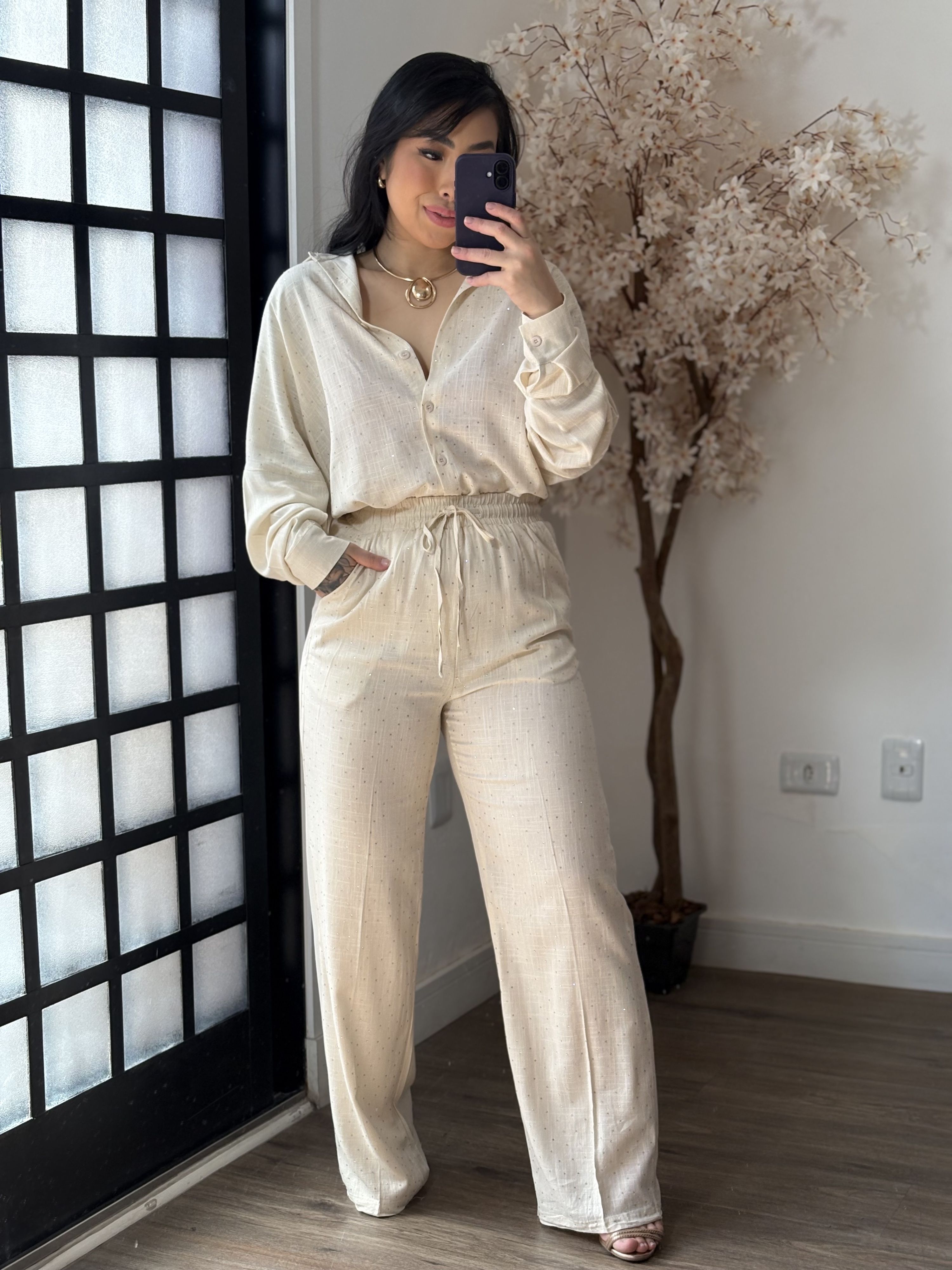 Conjunto Linho C/ Brilho Ravena 3341 - Bege C018