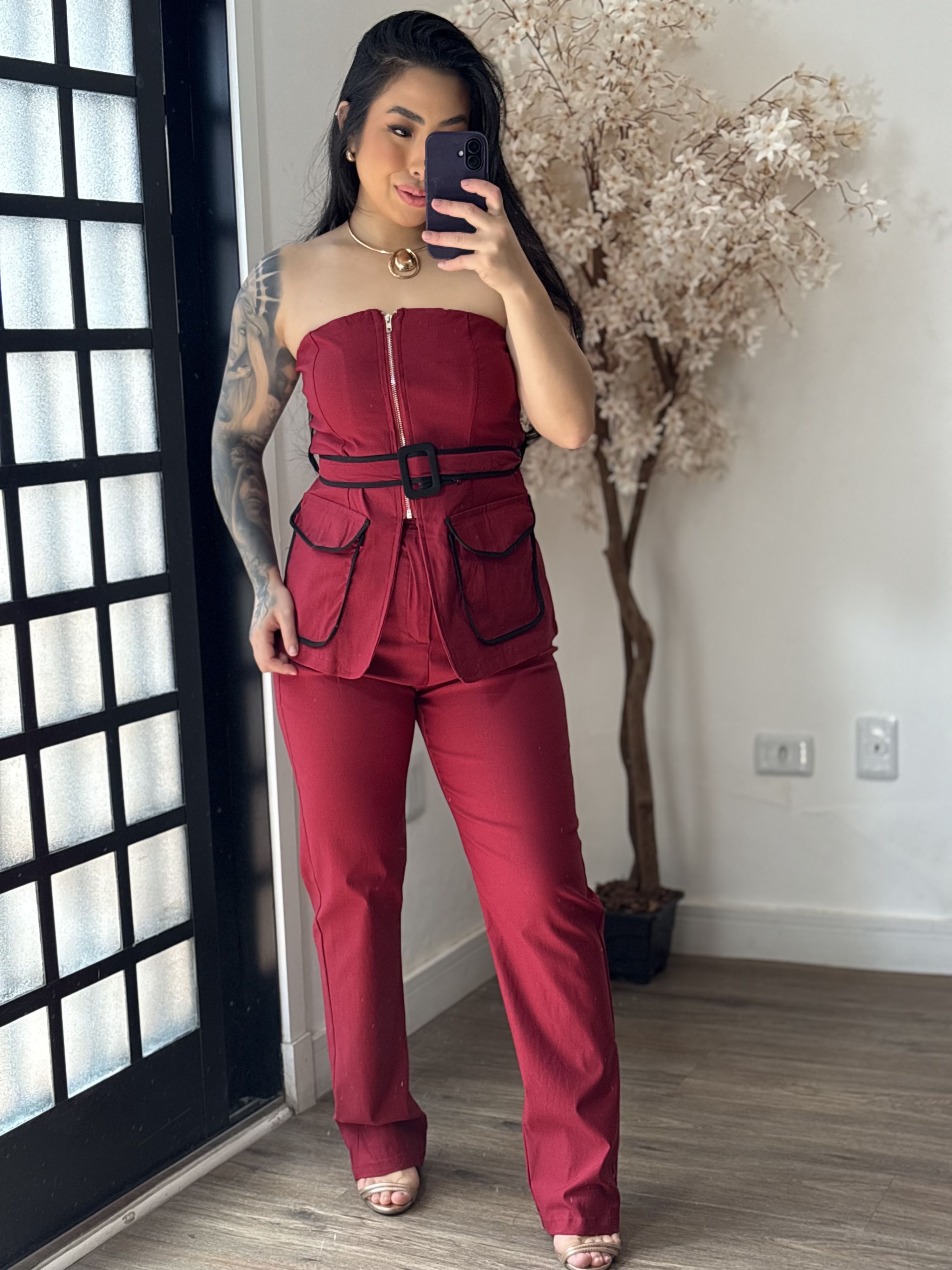 Conjunto Calça Viscose Luana 3278 - Vinho C057