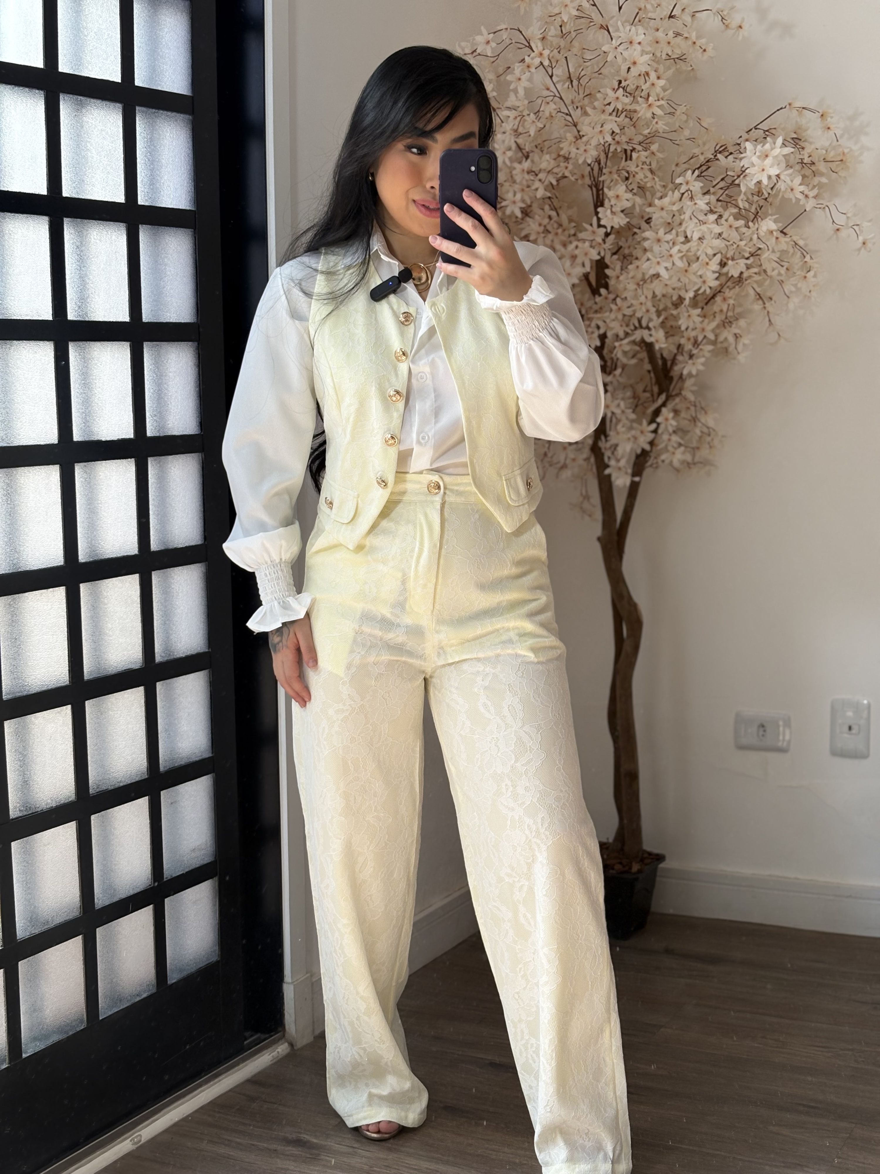 Conjunto Rendado Jade M031 - Amarelo C064