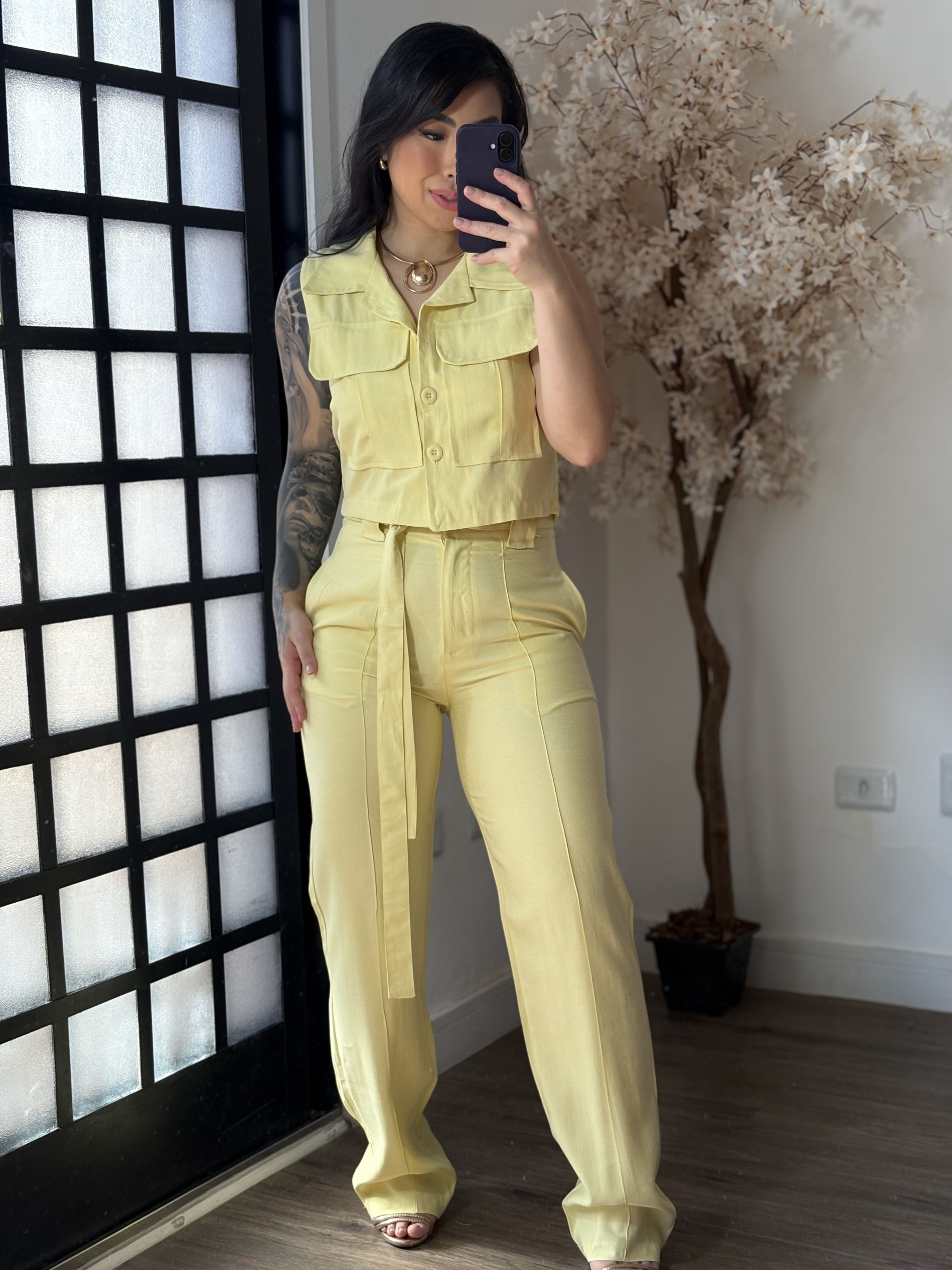 Conjunto Calça Aysha A002 - Amarelo C058