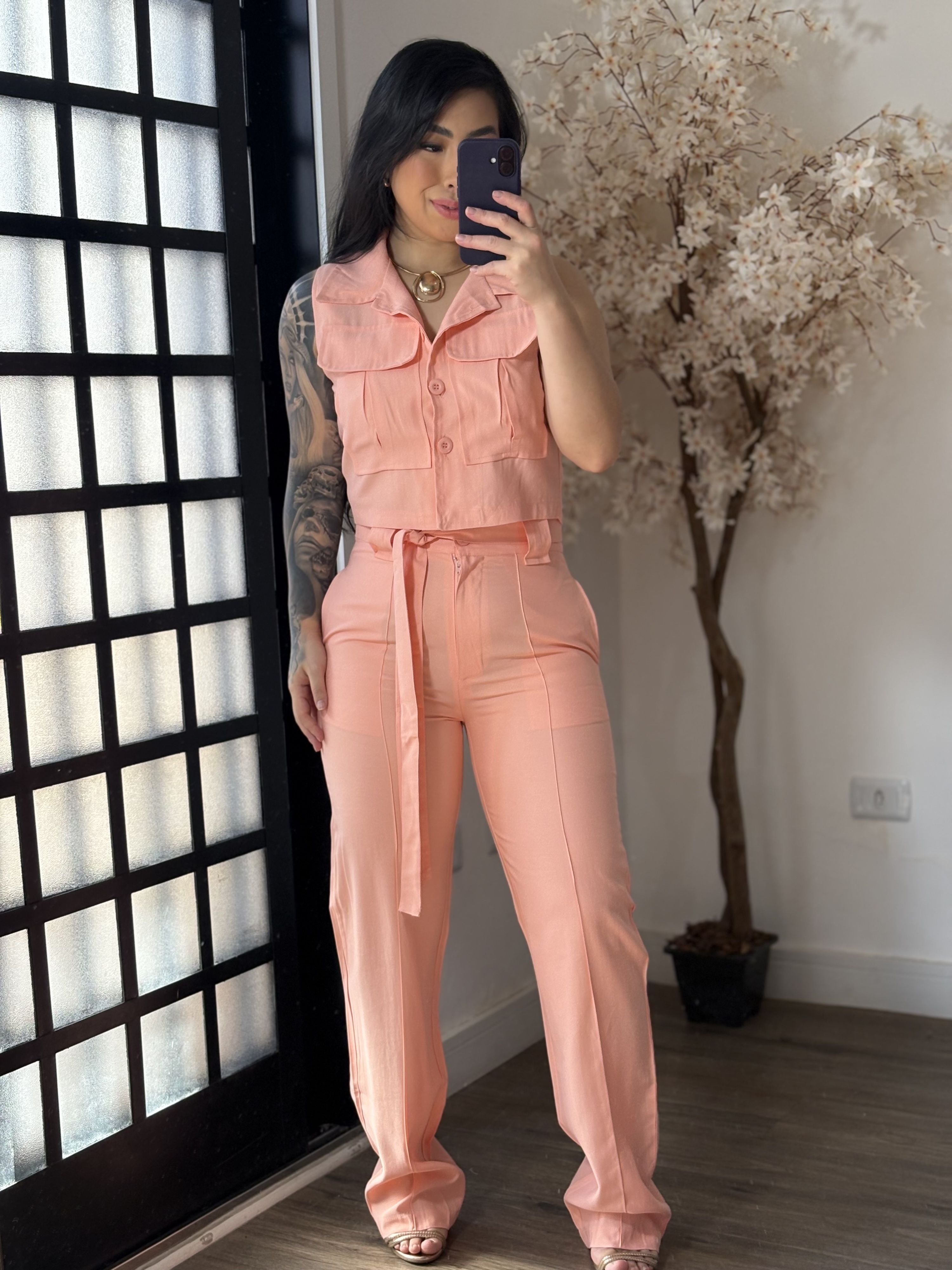 Conjunto Calça Aysha A002 - Salmão C058