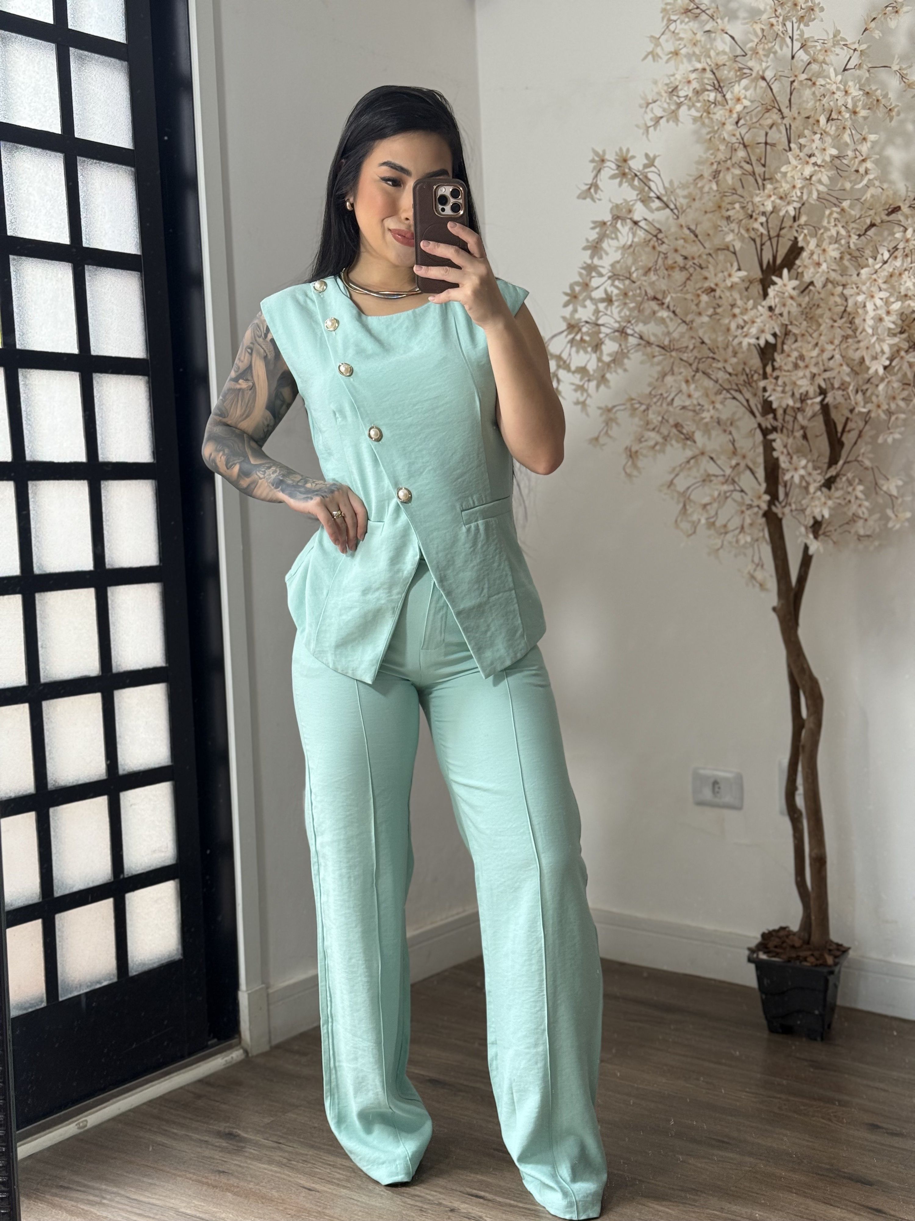 Conjunto Calça Marrant C/ Botões Lavínia 6601 - Ve...