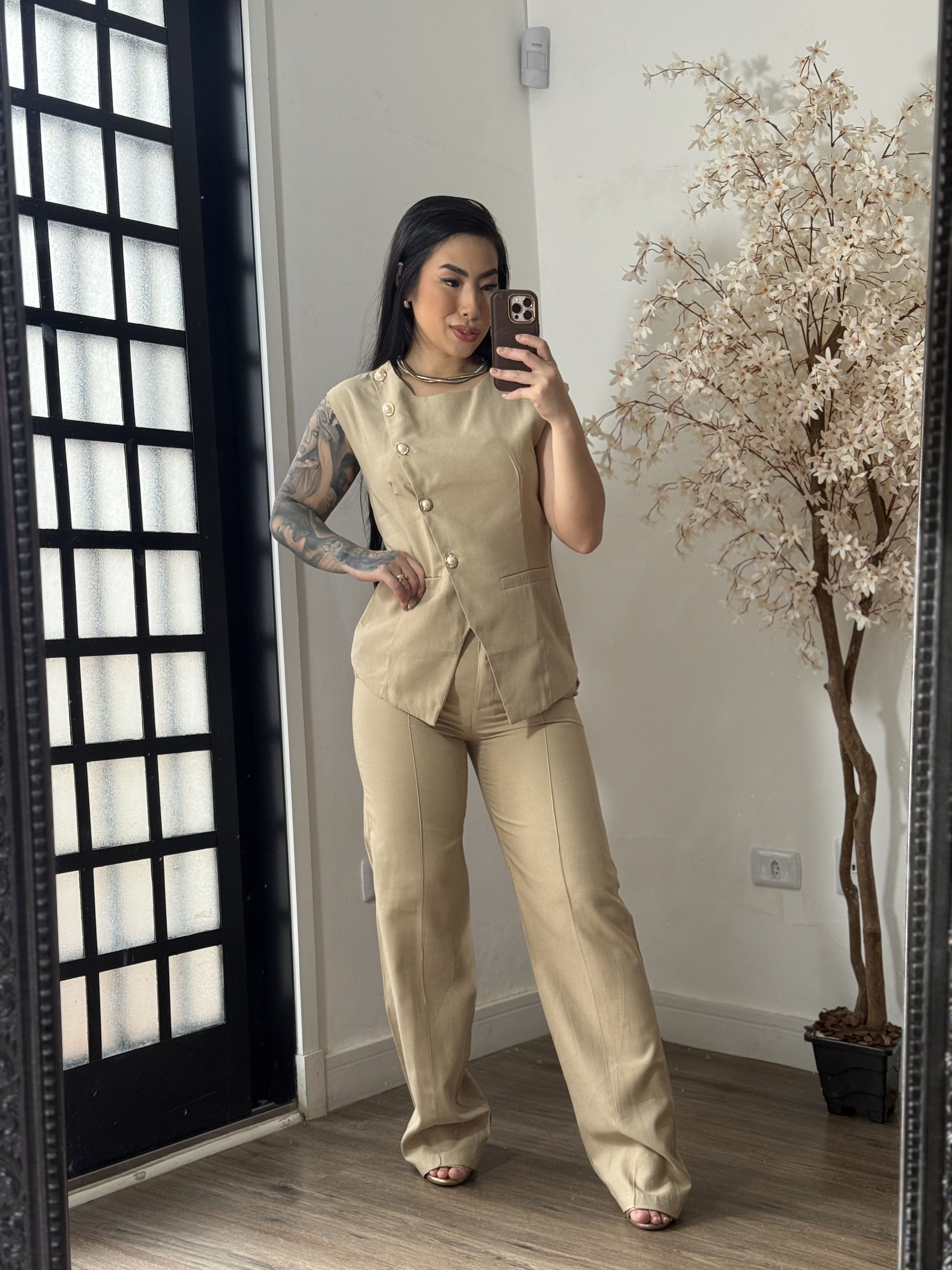 Conjunto Calça Marrant C/ Botões Lavínia 6601 - Be...