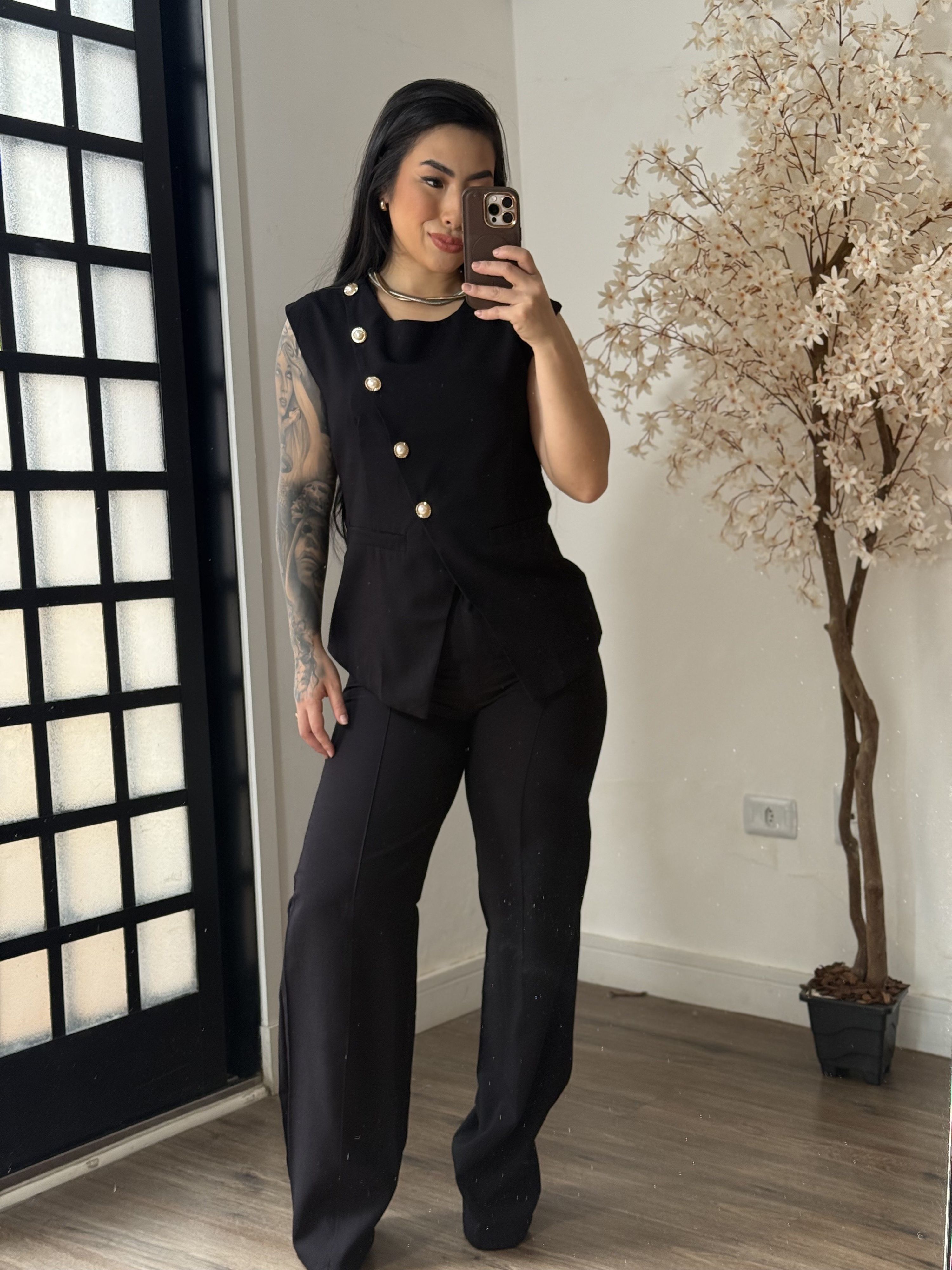 Conjunto Calça Marrant C/ Botões Lavínia 6601 - Pr...