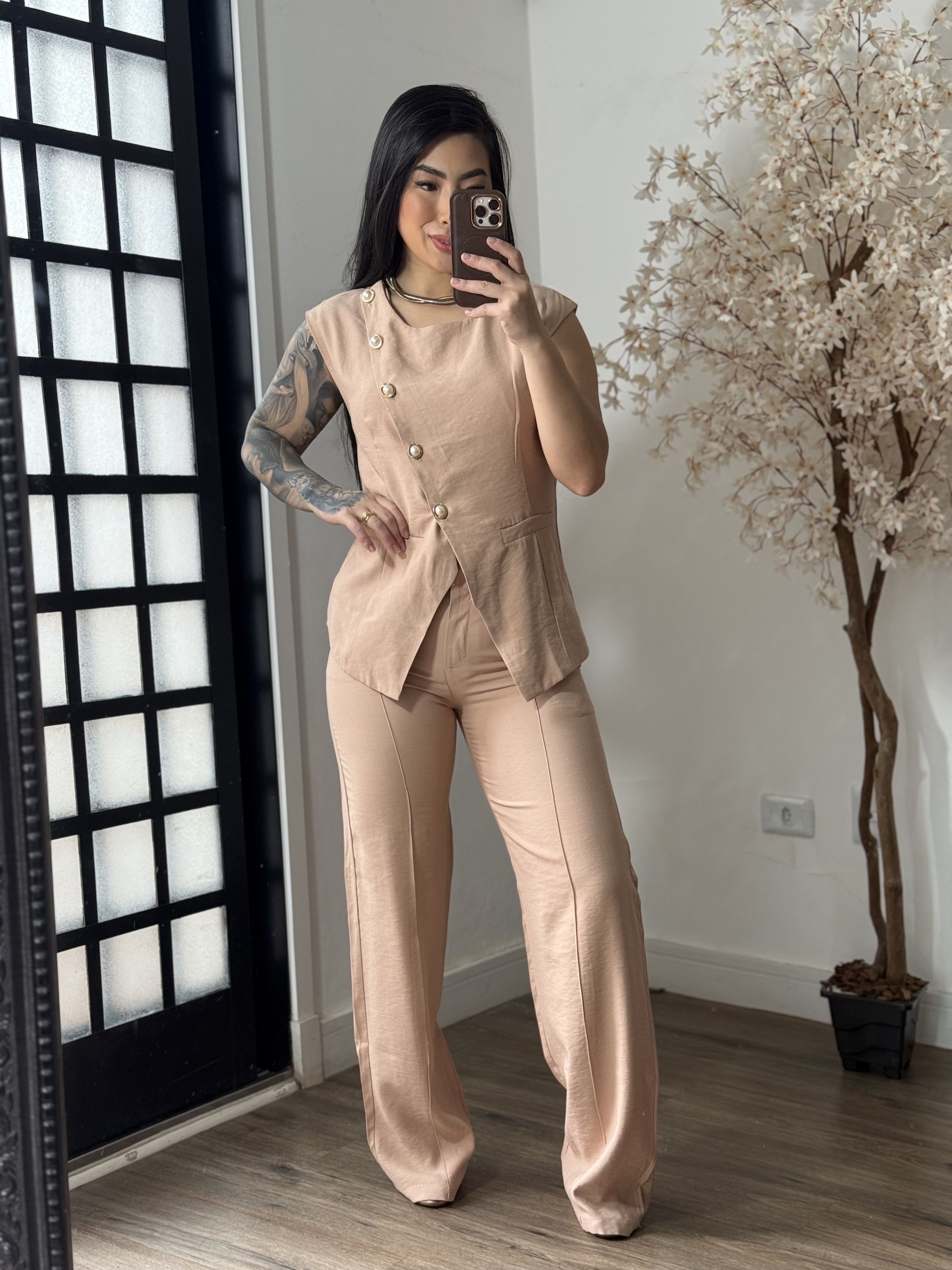 Conjunto Calça Marrant C/ Botões Lavínia 6601 - Nu...