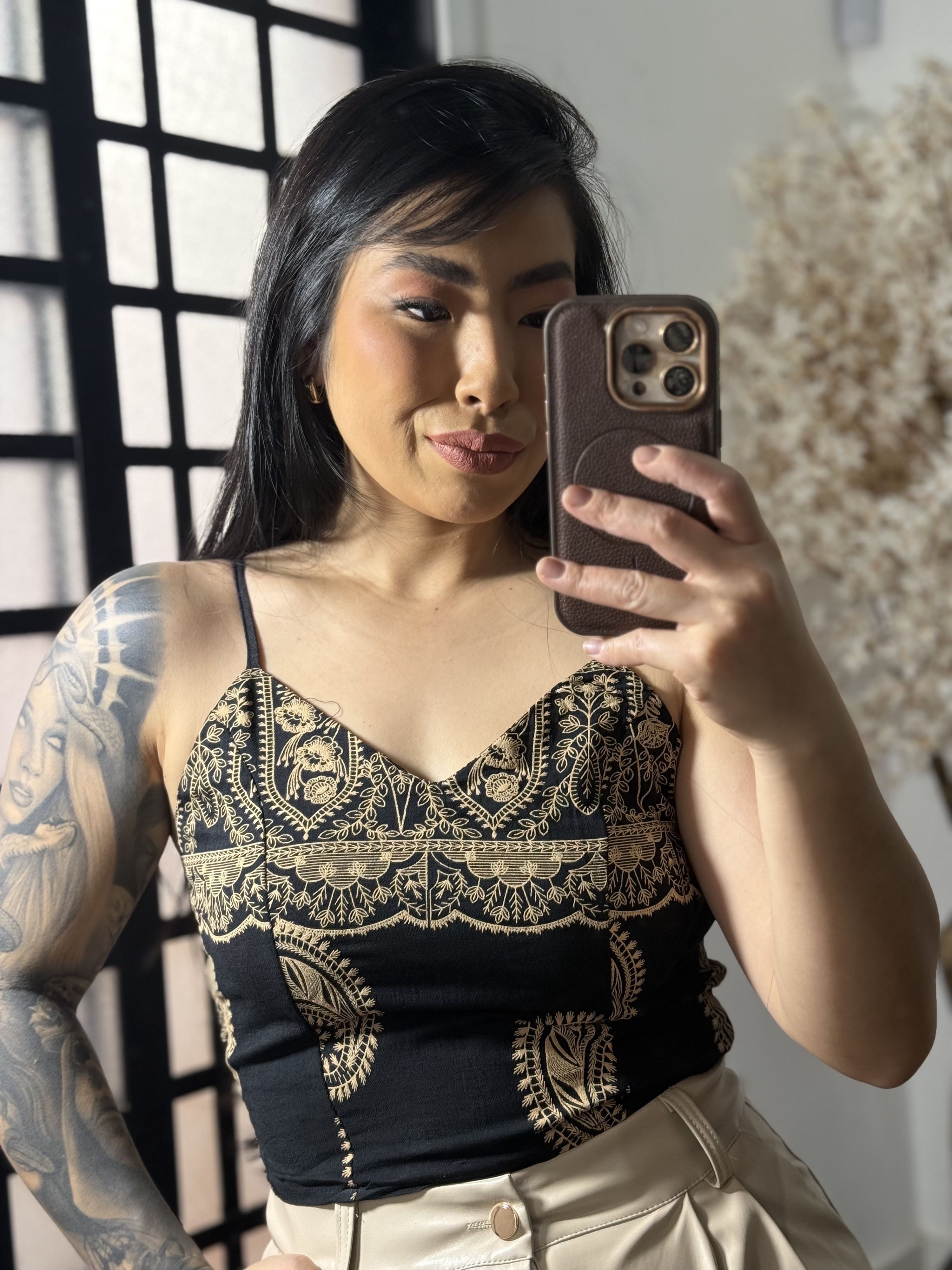 Blusa Regata Estampada 7175 - Preto 