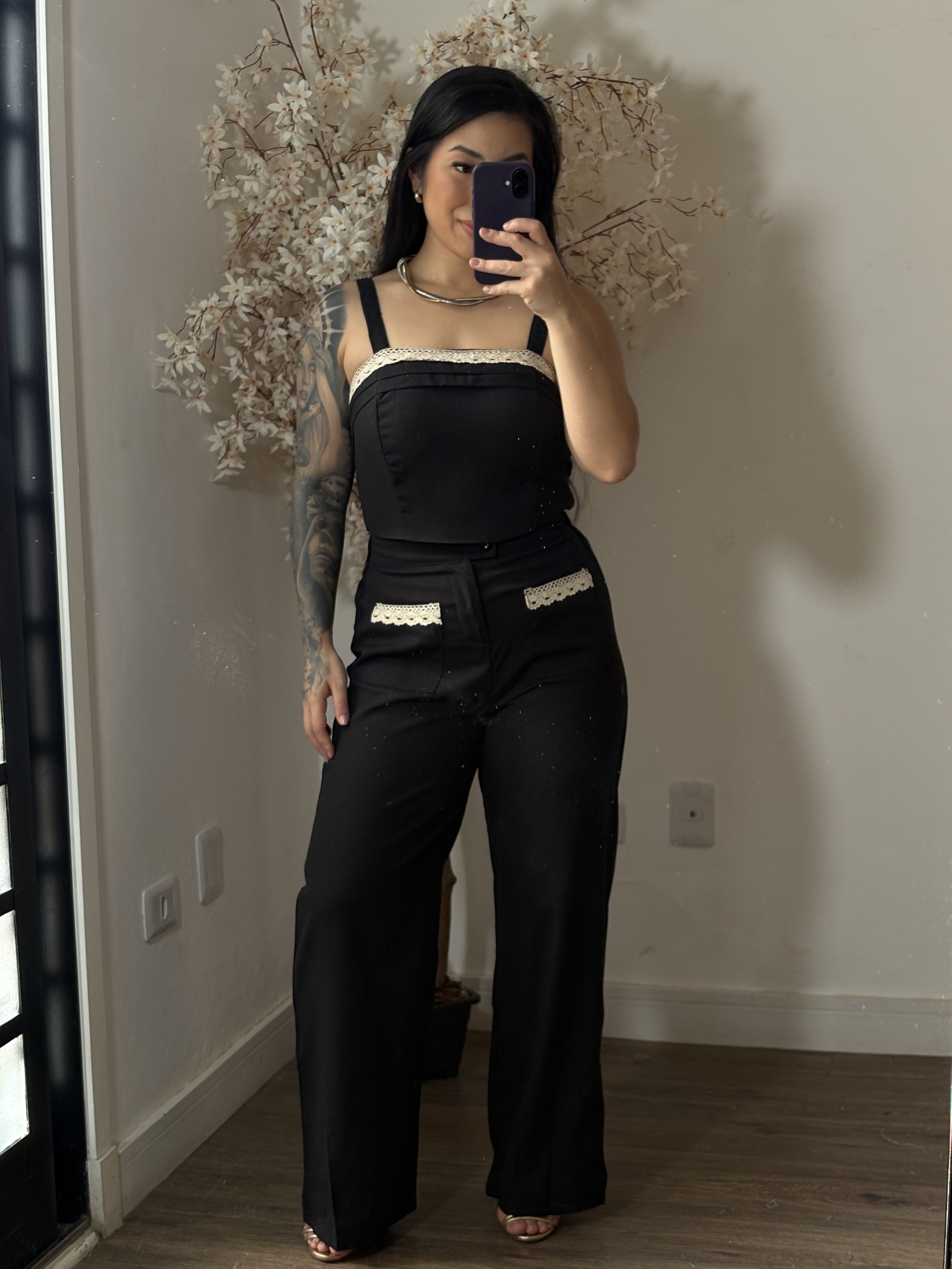 Conjunto Linho Bordado SD1624 - Preto C026