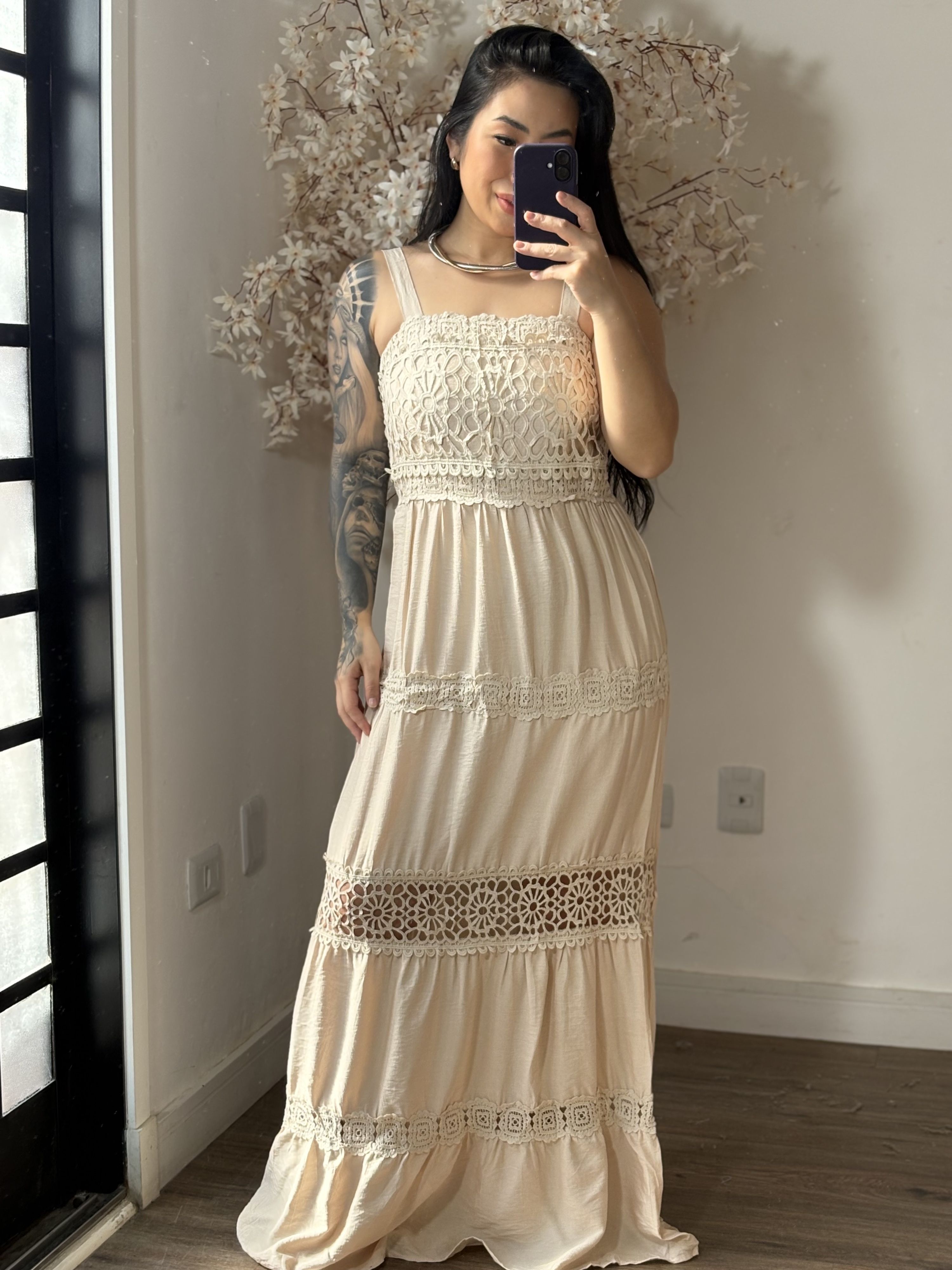 Vestido Bordado Lilla SD1605 - Bege C044