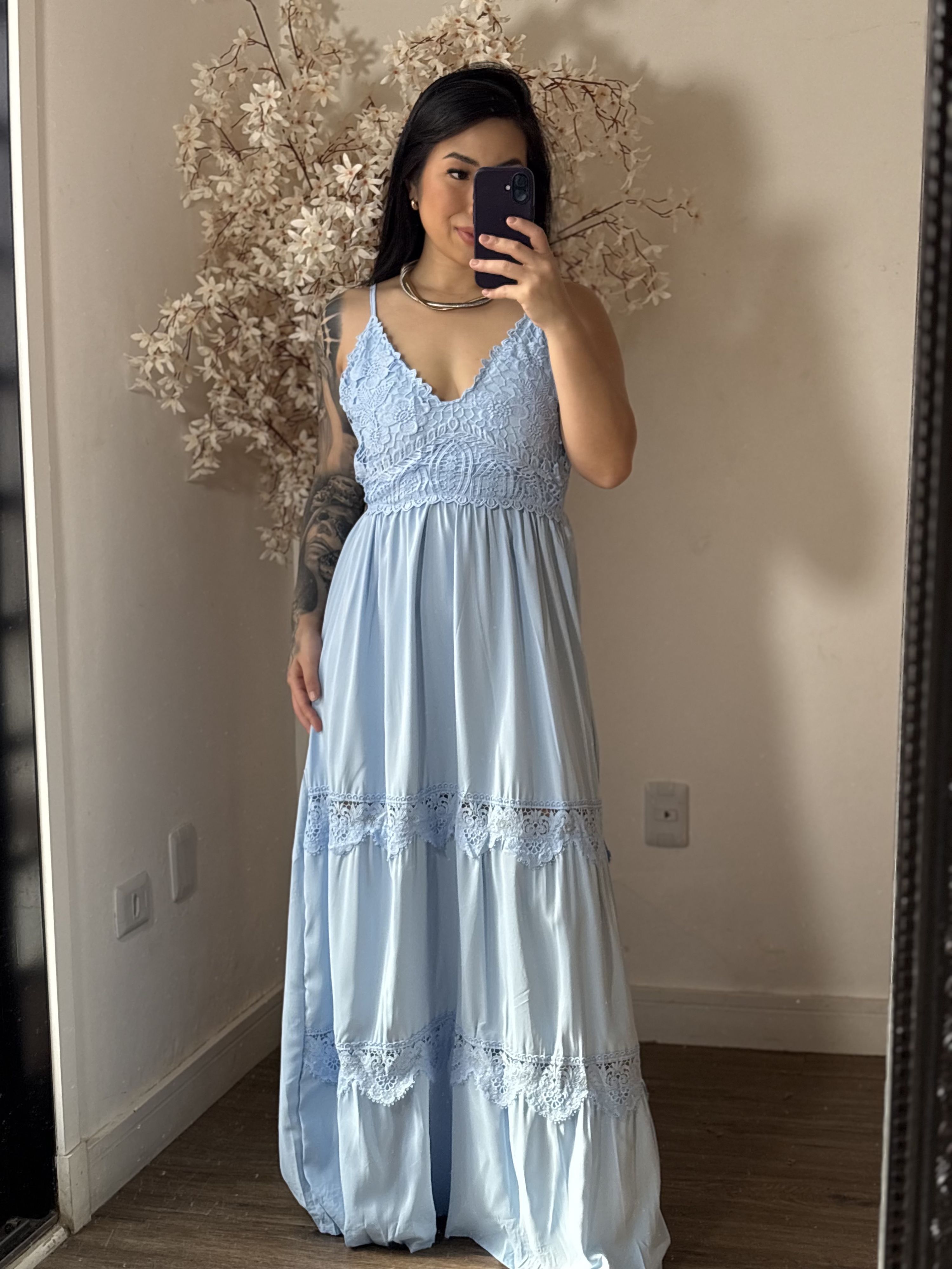 Vestido Bordado Maelle SD1625 - Azul C043