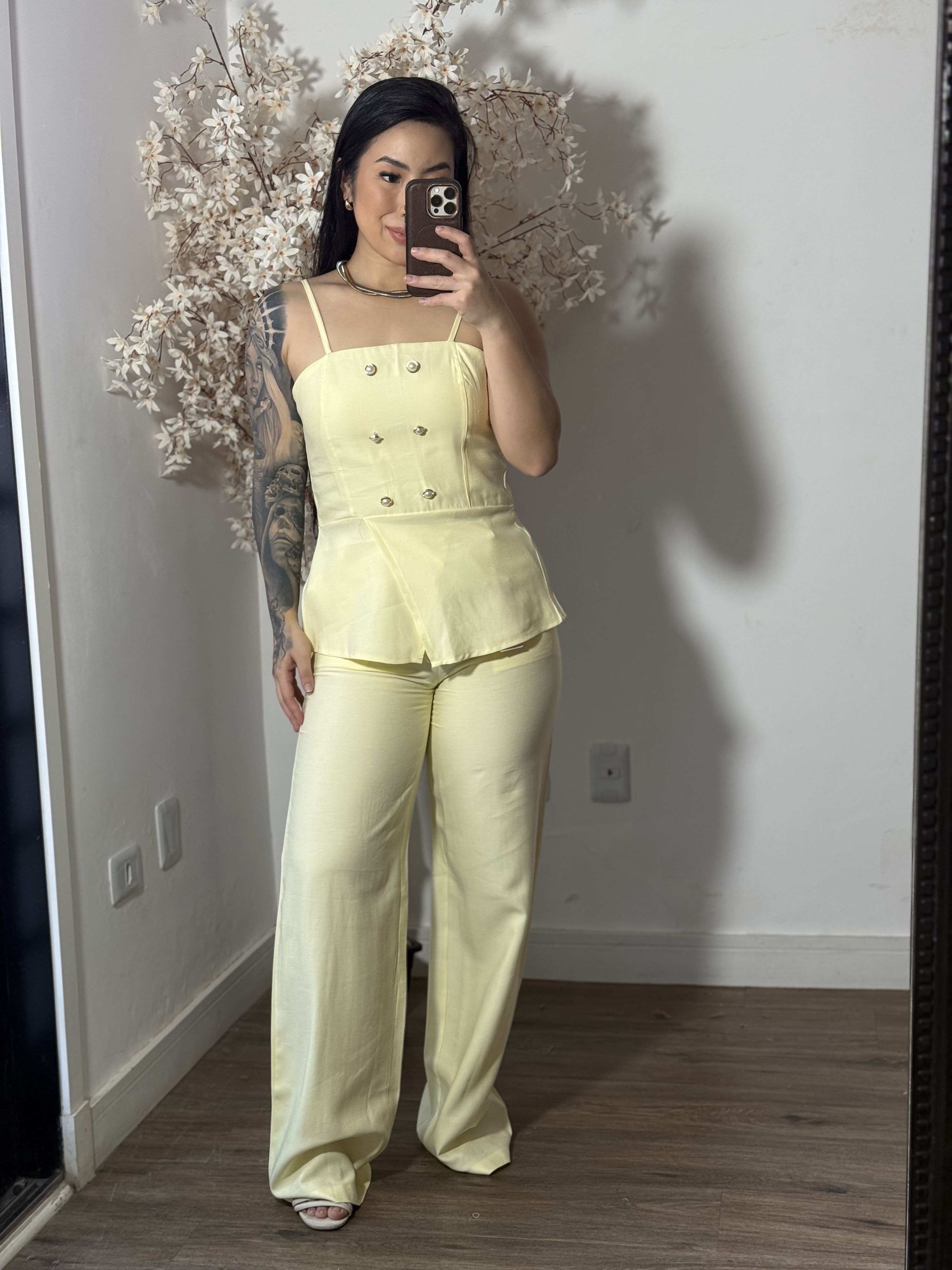 Conjunto Calça Tyna 1023 - Amarelo Manteiga C030