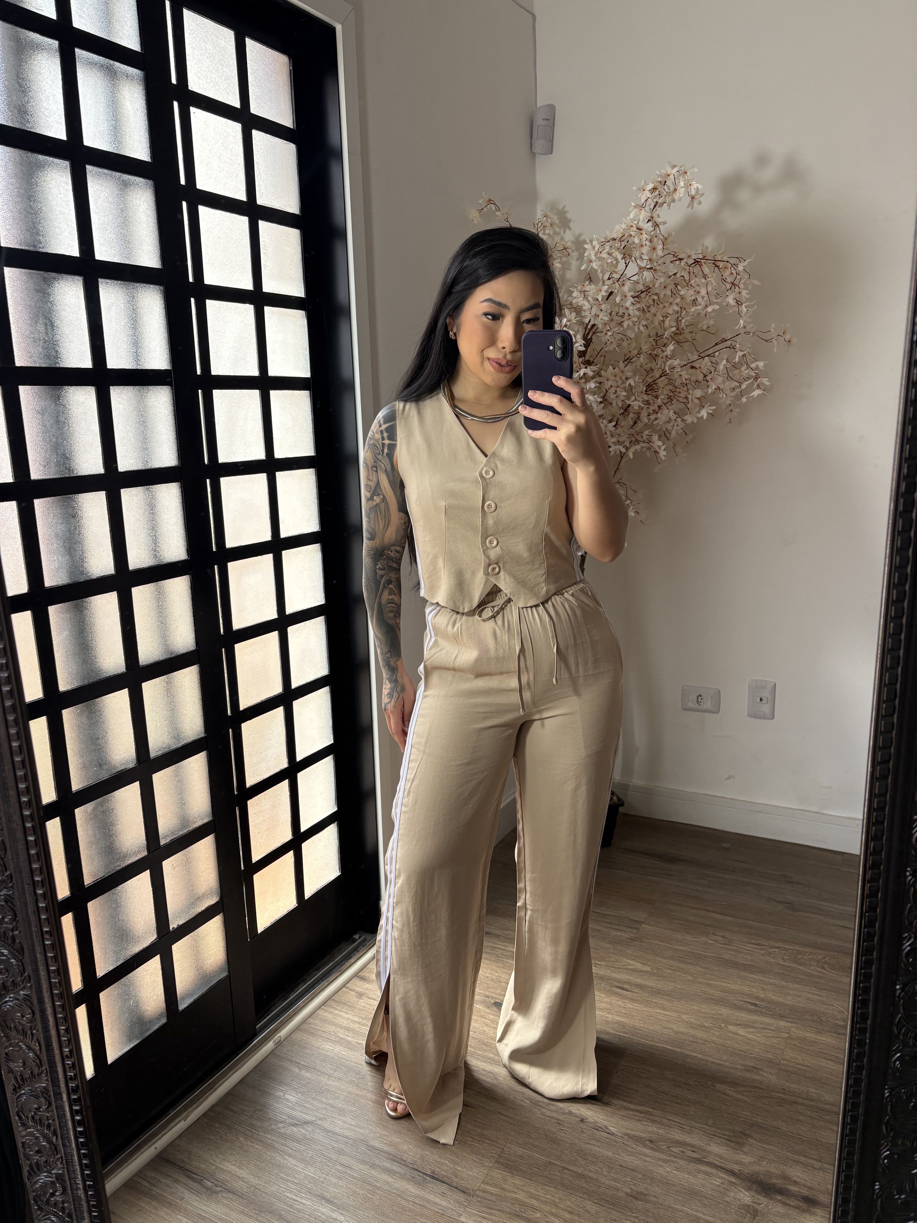 Conjunto duas listras Rosana 1500 - Creme 