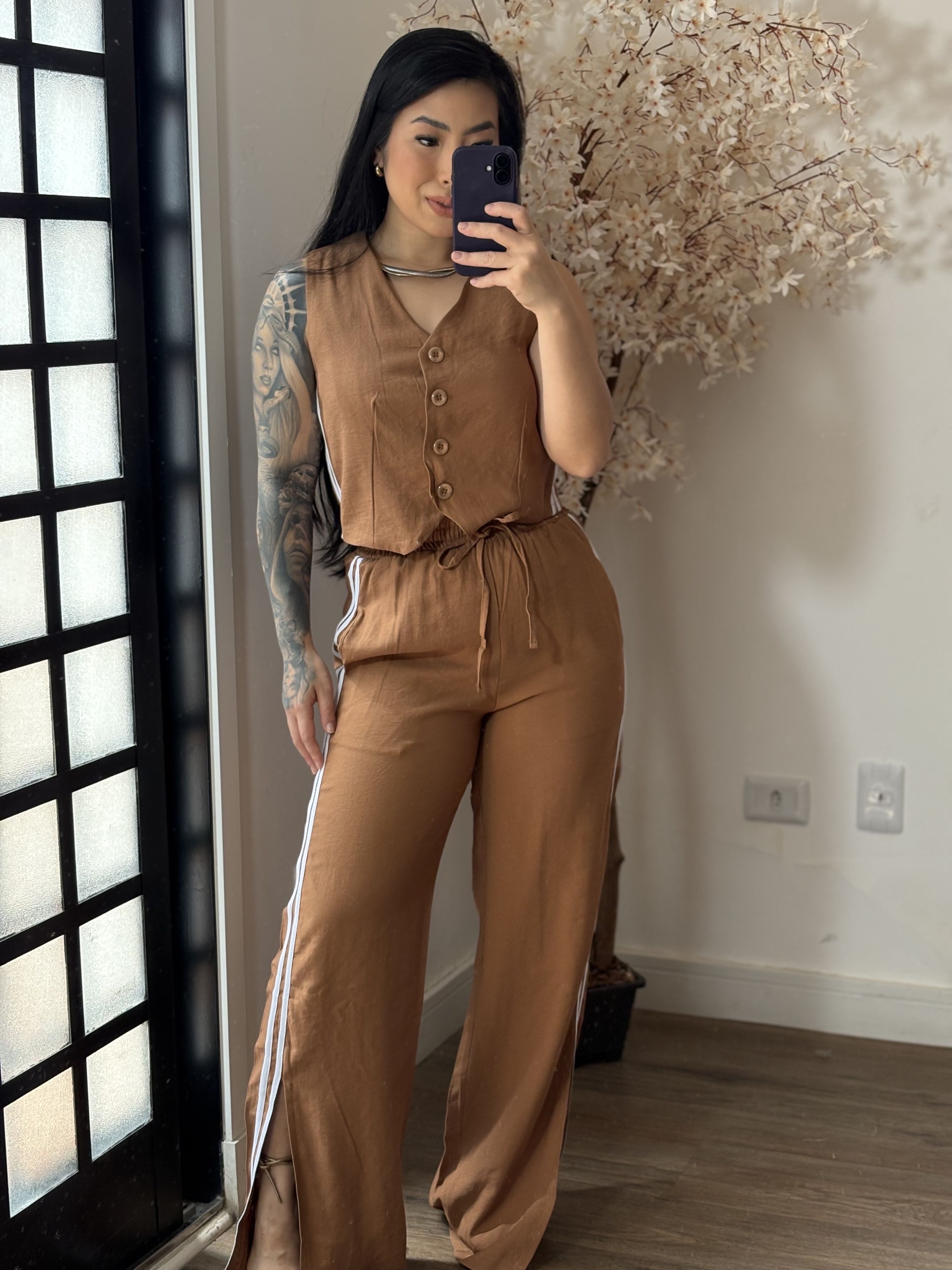 Conjunto duas listras Rosana 1500 - Marrom Claro 